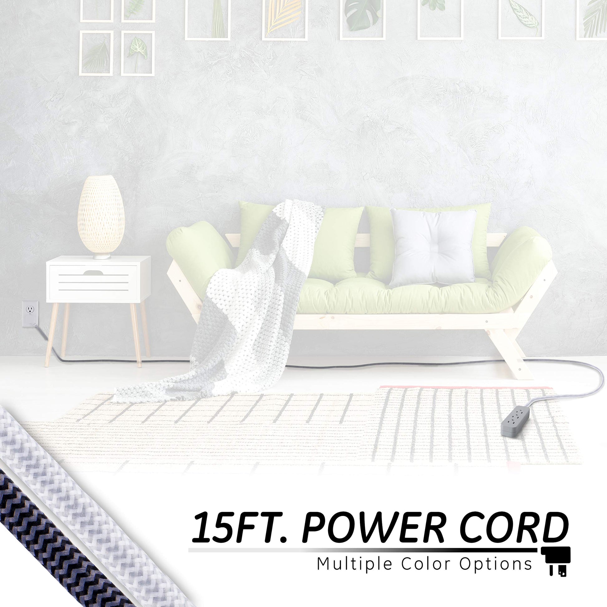 GE Pro Tira Multicontactos De 3 Salidas con Supresor de Picos, Enchufe Plano, Cable De Extensión Trenzado de 4.5 m (15 Pies) 250 Julios, Conectado a Tierra Certificacion UL, Gris 1 Unidad 45915