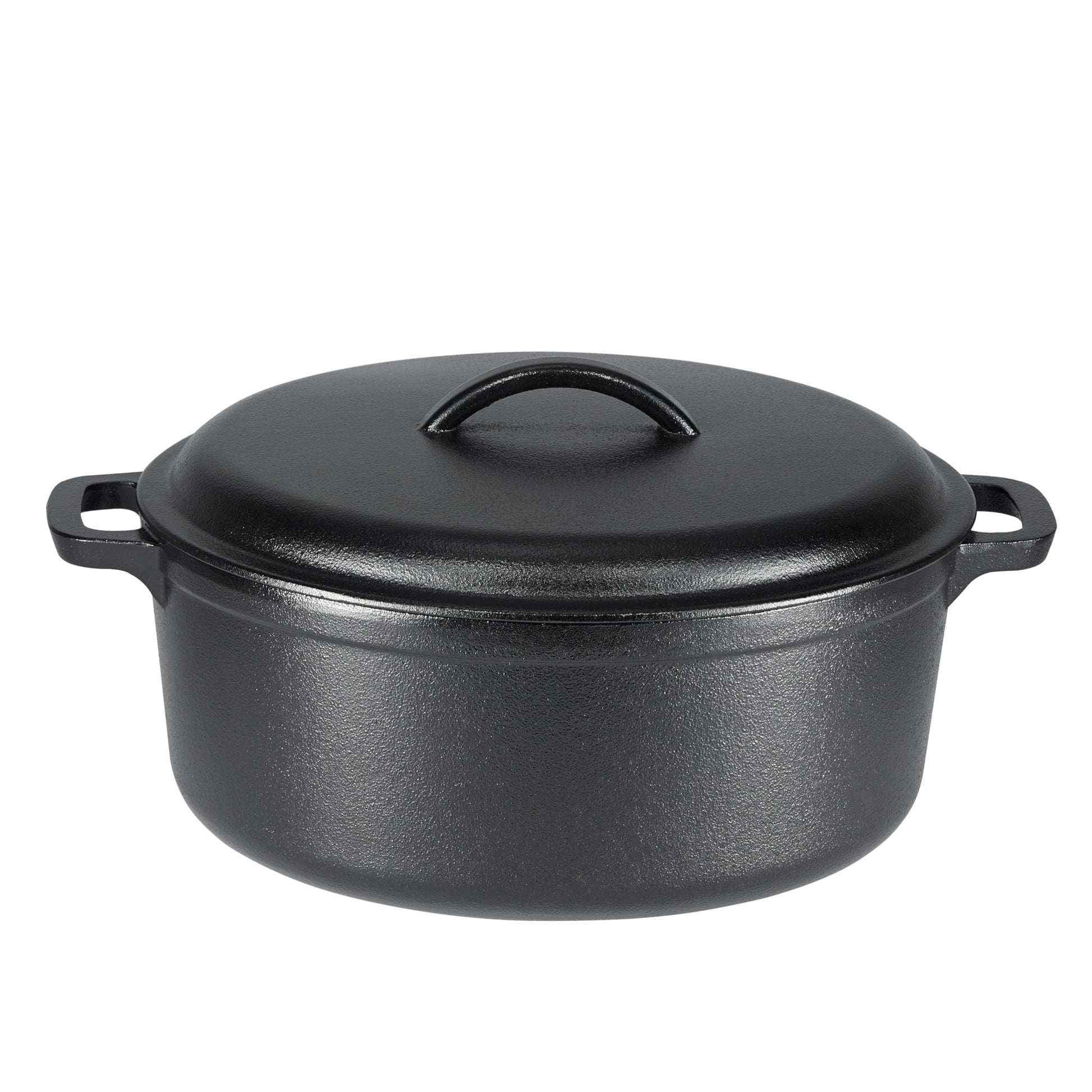 Amazon Basics - Olla holandesa de hierro fundido presazonada con tapa y asas dobles, 7 cuartos de galón