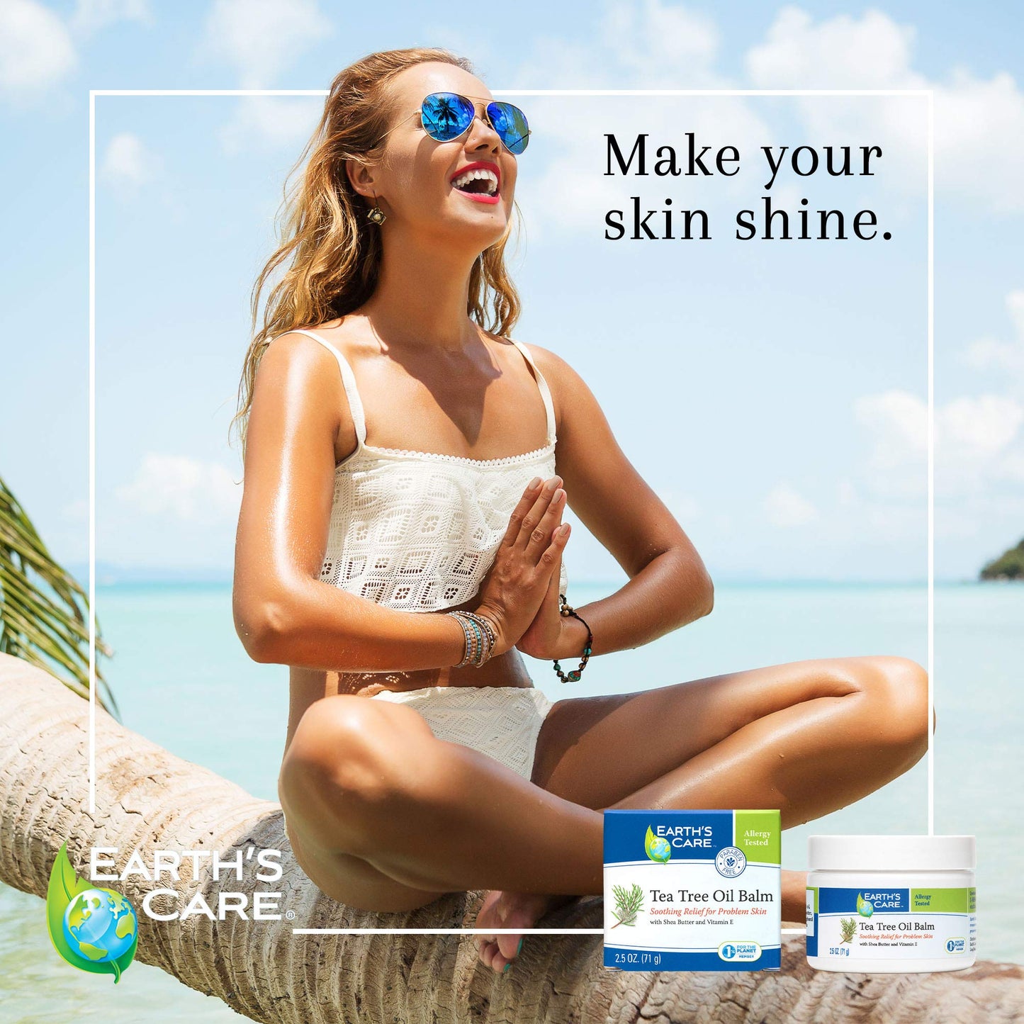 Bálsamo Earth's Care Árbol de Té prueba sin parabenos ni fragancias