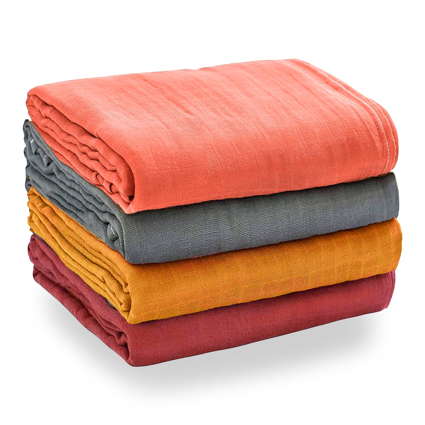 Eden Bliss Pack - Mantas para bebé para bebé, manta de muselina de algodón suave para bebé niño y niña, 47 x 47 pulgadas, unisex, ligeras para recibir recién nacidos, gris, amarillo, granate, arena,