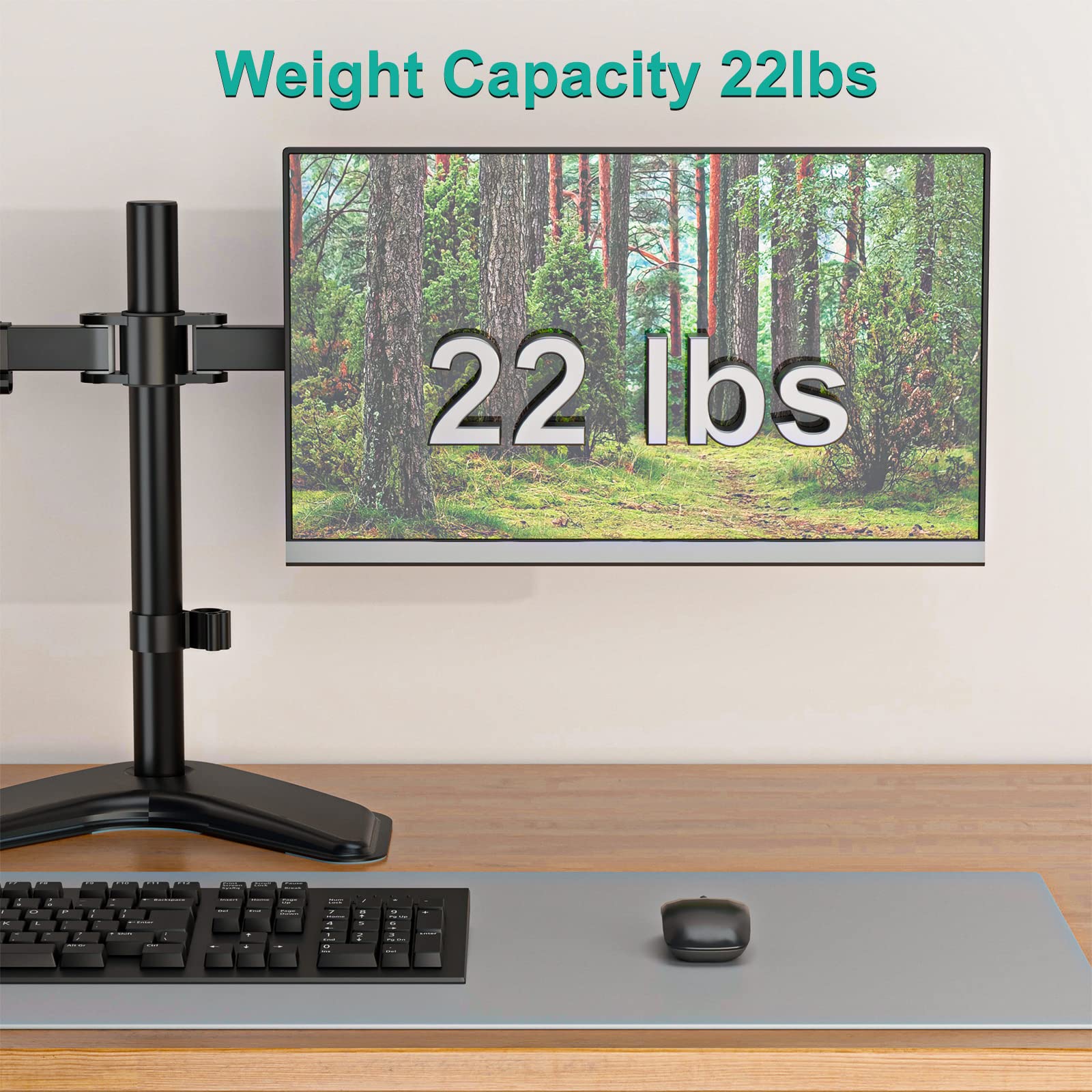 Soporte Doble Monitores WALI Negro con Ajuste de Altura para Escritorio