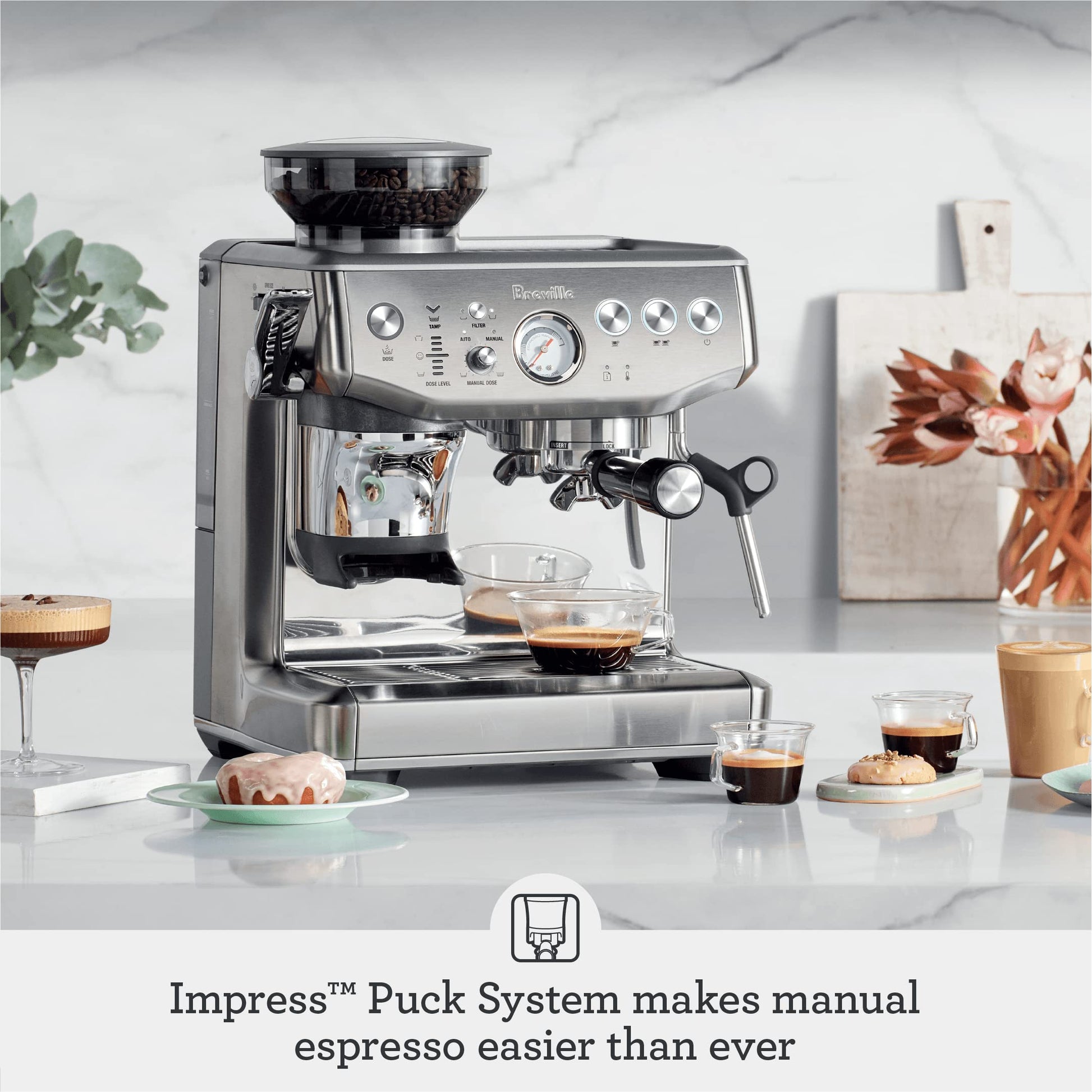 Breville - The Barista Express Impress, BES876BSS1BNA1, acero inoxidable cepillado