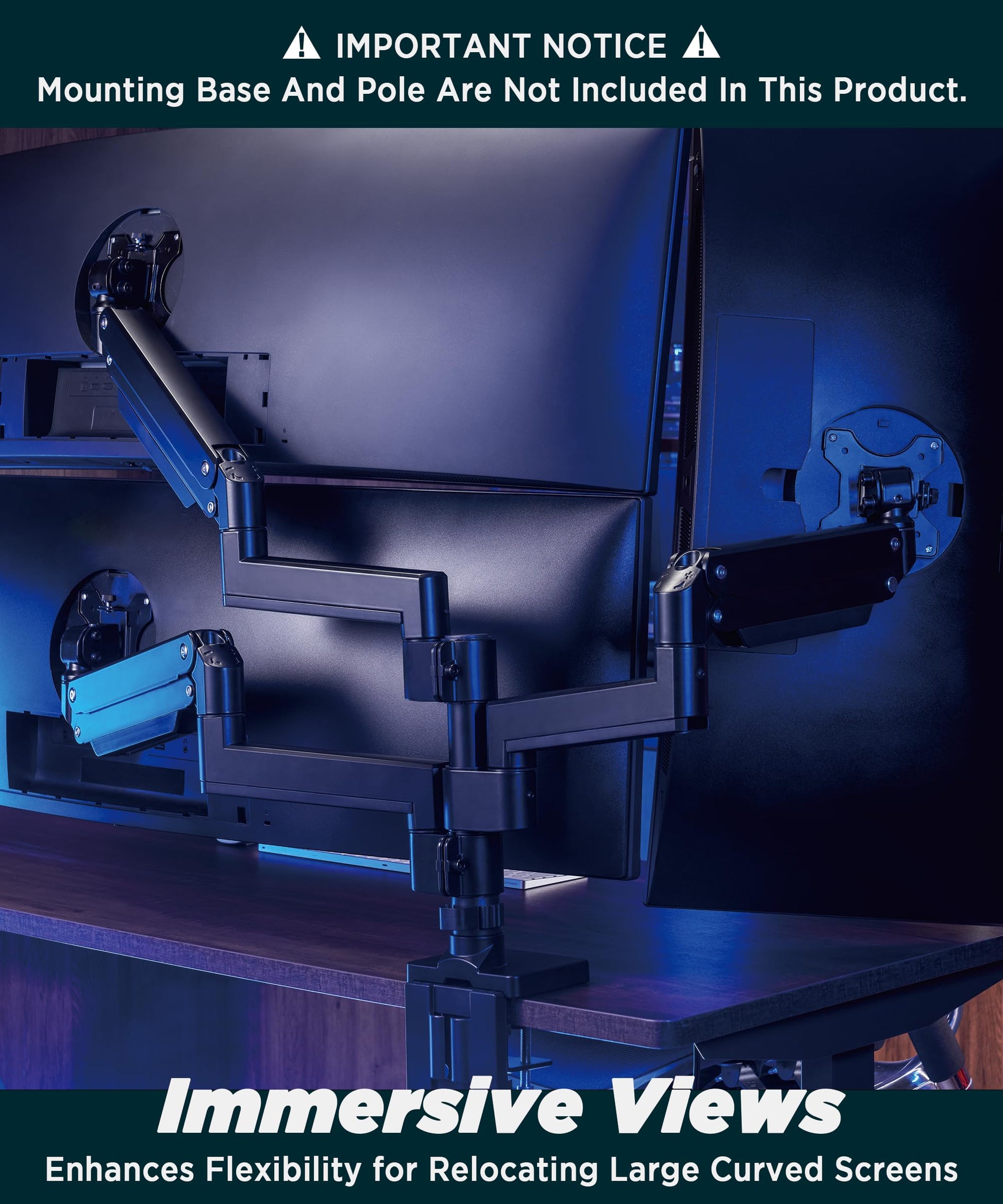 Soporte para Monitor Doble ULTRARM Negro Ajustable en Altura