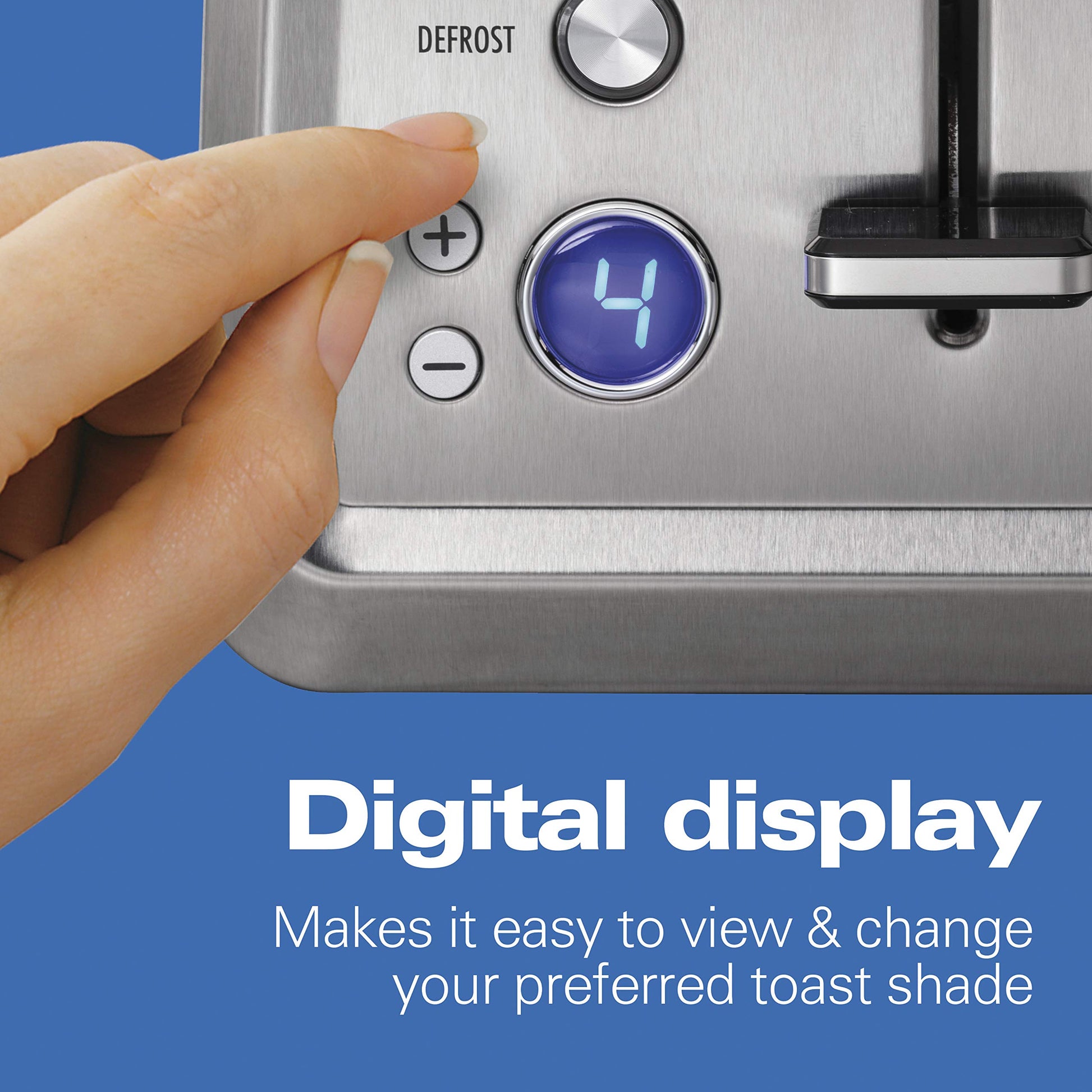 Hamilton Beach 22796 Digital 2 Slice Toaster with Bagel, Defrost & Cancel Settings Stainless Steel