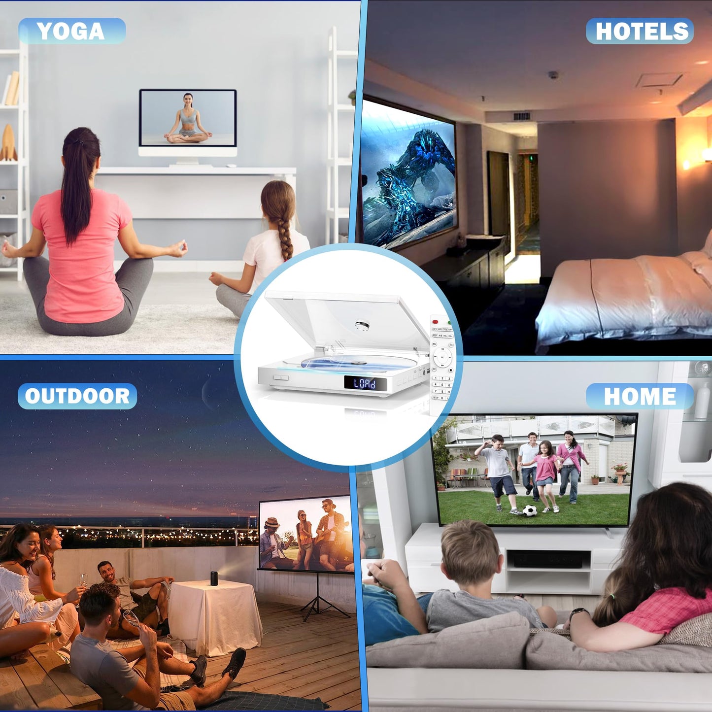 Reproductor de DVD Mini Sin Región Con Altavoces HiFi Integrados, HDMI y AV Negro Con Entrada USB