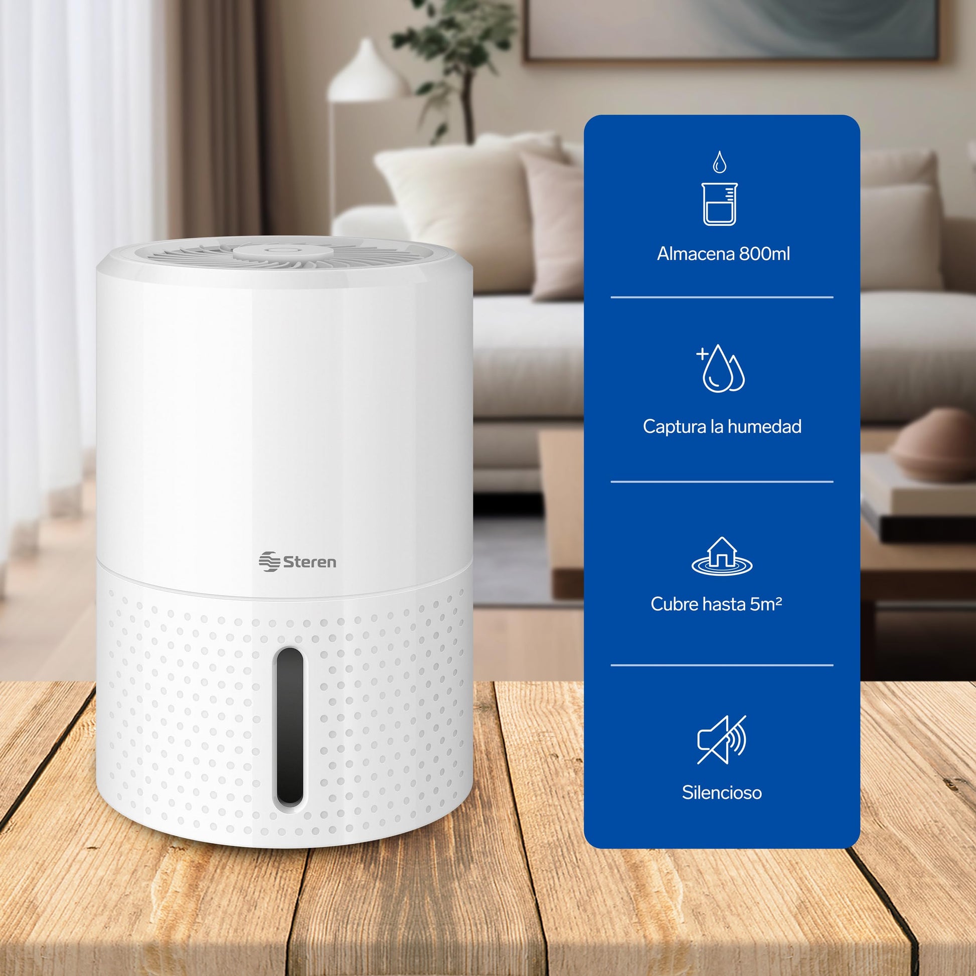 Deshumidificador electrónico con tanque de 800 ml