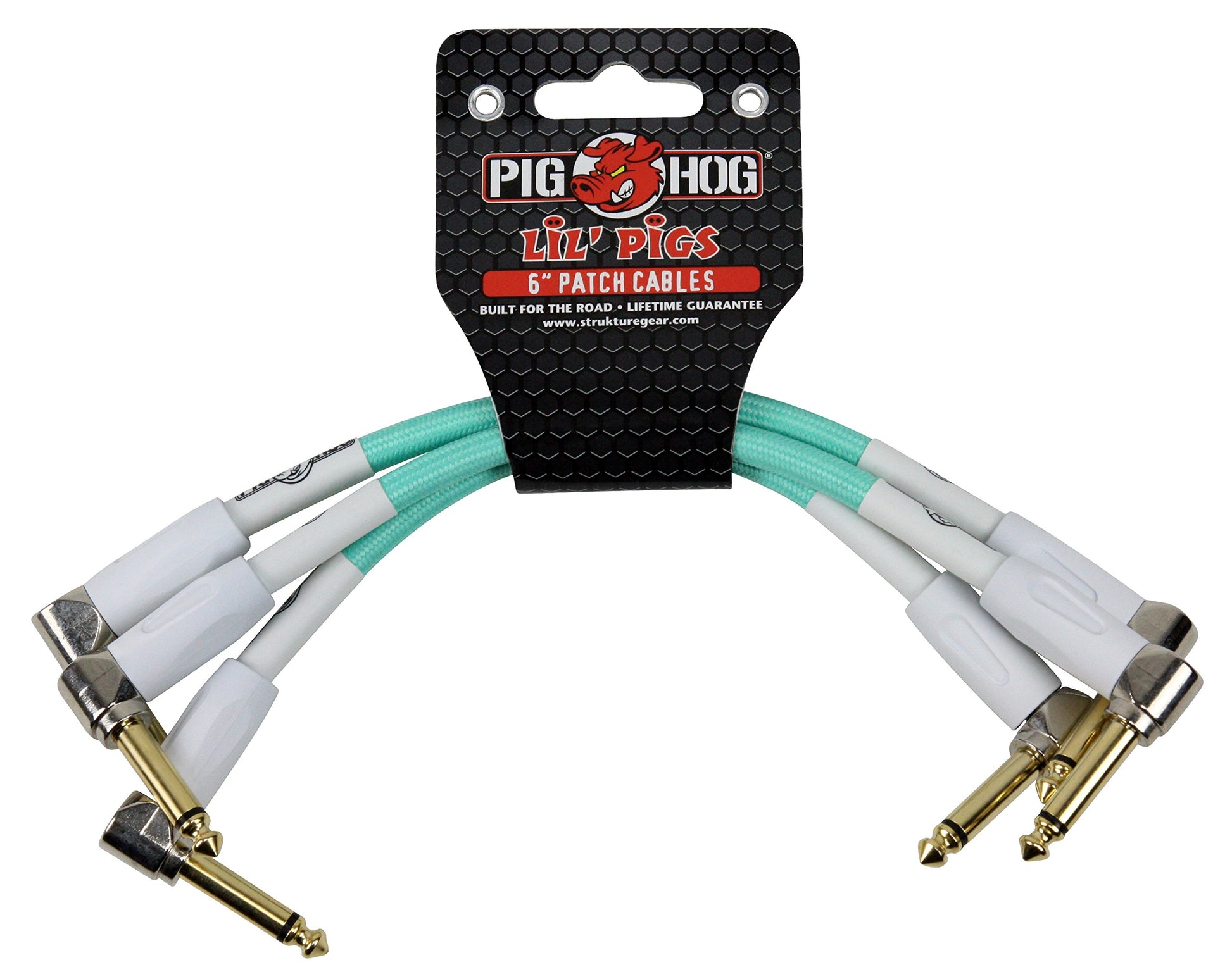 Cables de Conexión Instrumento Pig Hog Vintage Seafoam Green 6 Pulgadas (Paquete de 3)