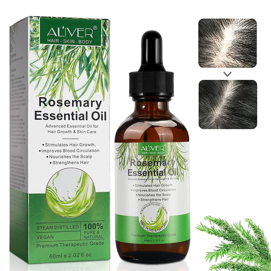 Hair Aceite Esencial Romero Aceite de Romero para Cuidado de la piel Crecimiento del Cabello Aceite Esencial de Aromaterapia Rosemary Oil Uso Difusore, Humidificador, Pieles Masajes o Cabello - 30 ml