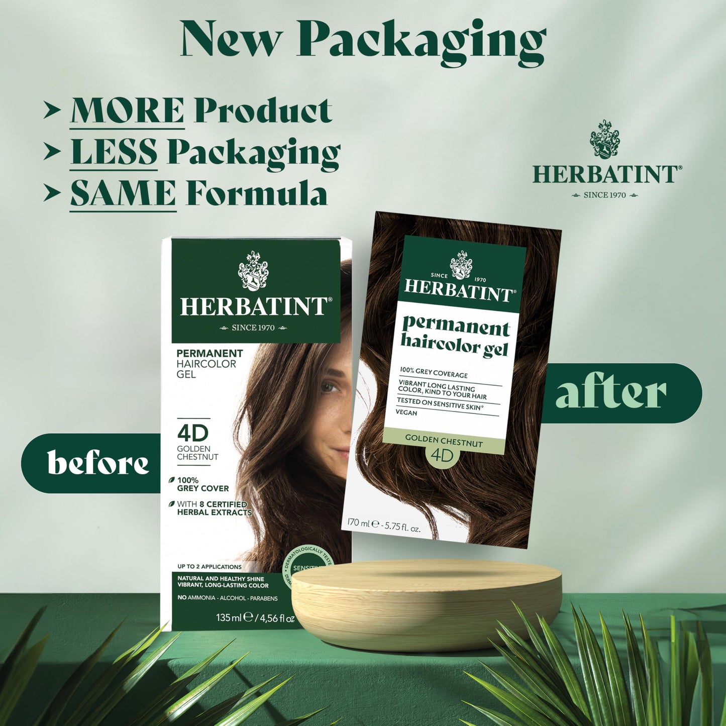 Herbatint Permanent Herbal Haircolour Gel 4D Golden Chestnut - 135 ml - No ammonia and no Parabens