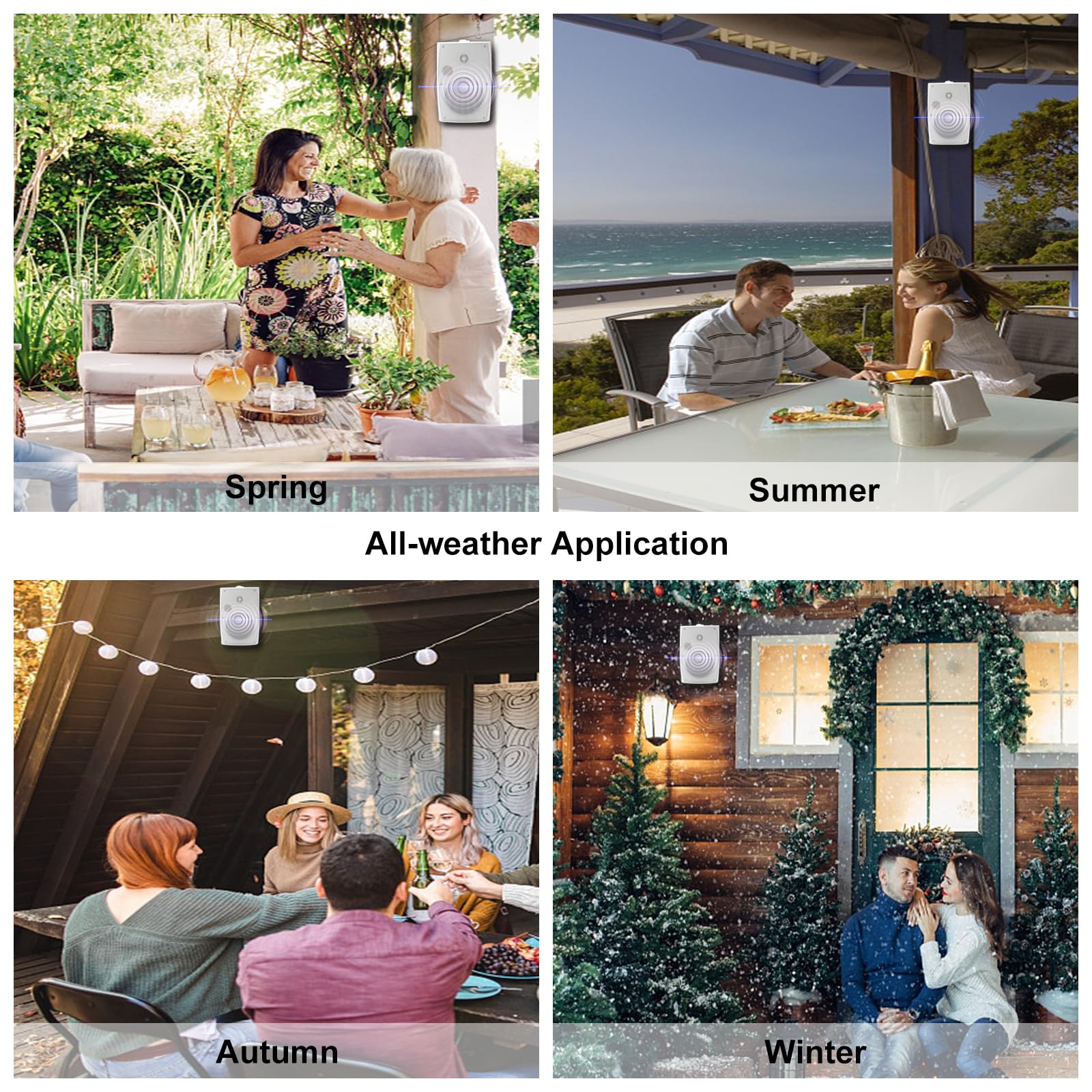 Herdio 6,5 Pulgadas Bluetooth Bocinas para Exterior, 400W Altavoces para Exteriores, Impermeable, Amplia Cobertura De Sonido Estéreo, para Patio, Terraza, Patio Trasero (Blanco)