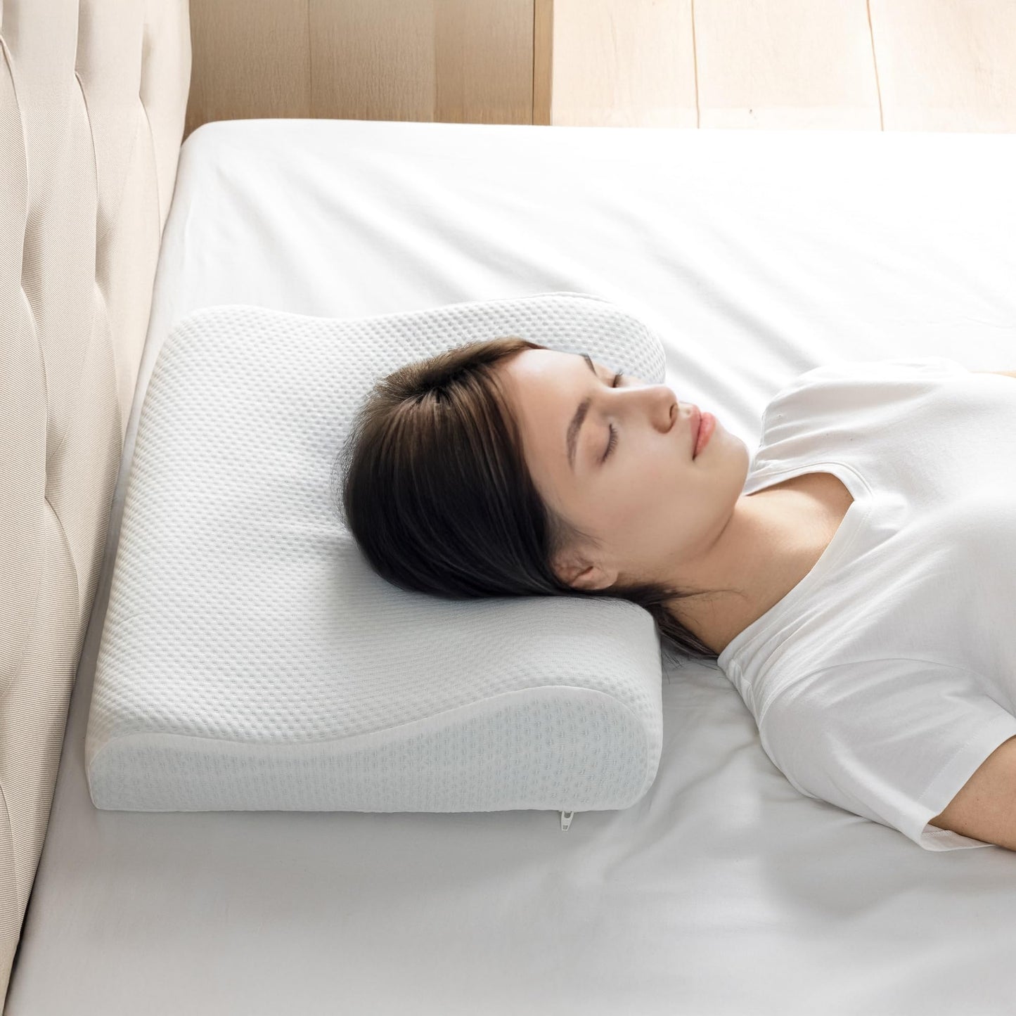 Almohada de Memory Foam Zinus Ergonómica Espuma Viscoelástica de Alta Densidad Diseño Contorneado