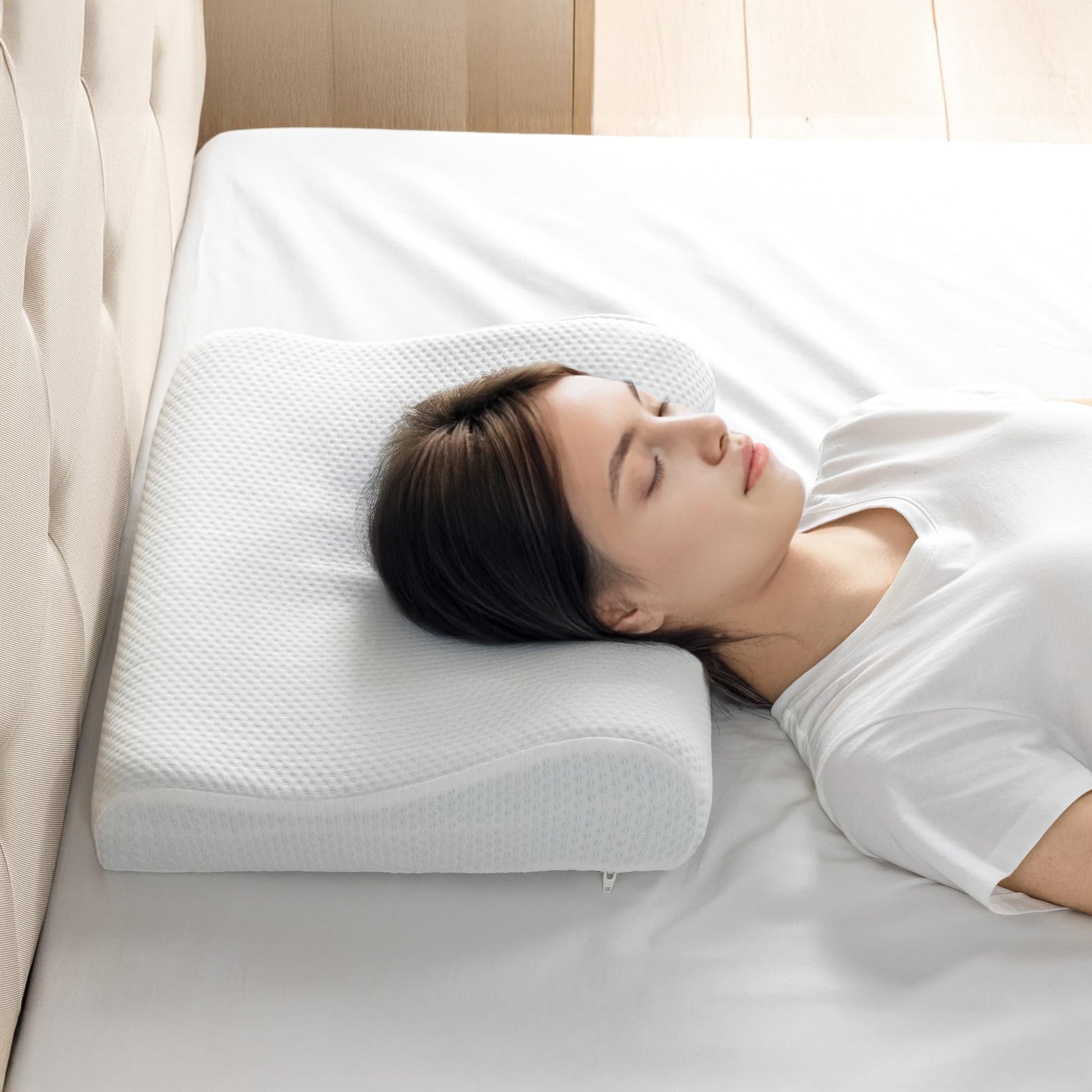 Almohada de Memory Foam Zinus Ergonómica Espuma Viscoelástica de Alta Densidad Diseño Contorneado