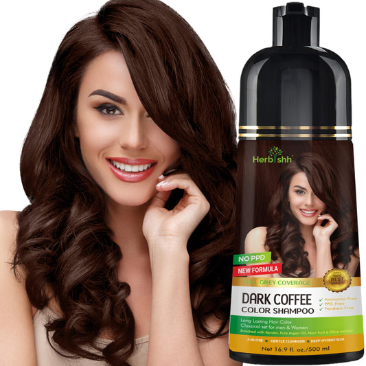 Herbishh Hair Color Shampoo for Gray Hair – Natural Hair Dye Shampoo – Lasts Up To 3-4 Weeks – 500 Ml – 3-In-1 Hair Color – Ammonia-Free | Herbishh (Dark Coffee)