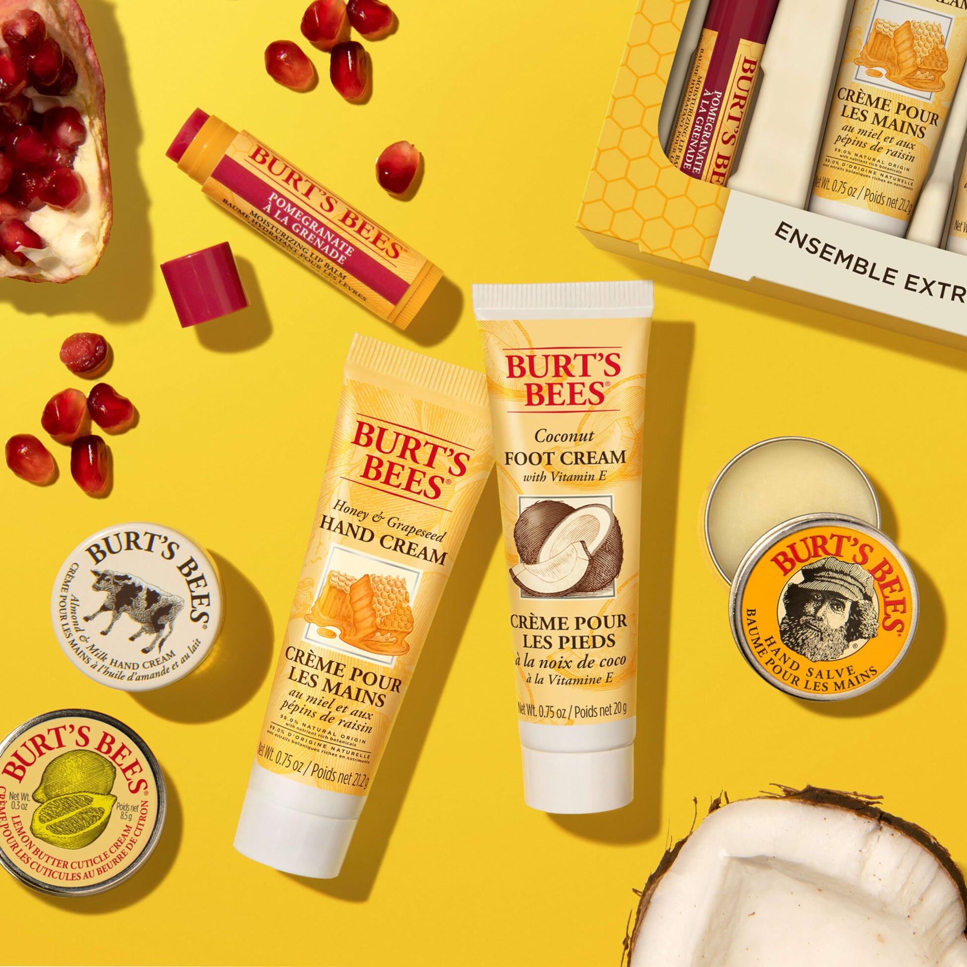 Burt's Bees Tips and Toes Kit Holiday Gift Set, 6 Travel Size Products in Gift Box - 2 Hand Creams, Foot Cream, Cuticle Cream, Hand Salve and Lip Balm