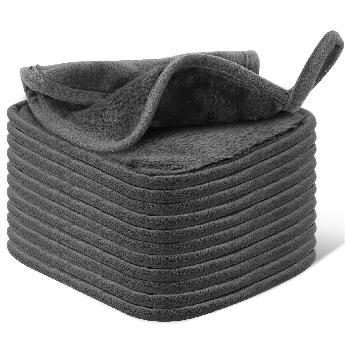 INFICRIME Paño desmaquillante de microfibra ultrasuave y reutilizable de 15 x 15 cm para todo tipo de piel. Elimina la suciedad al instante con solo agua. Paquete de 12 unidades. Gris.