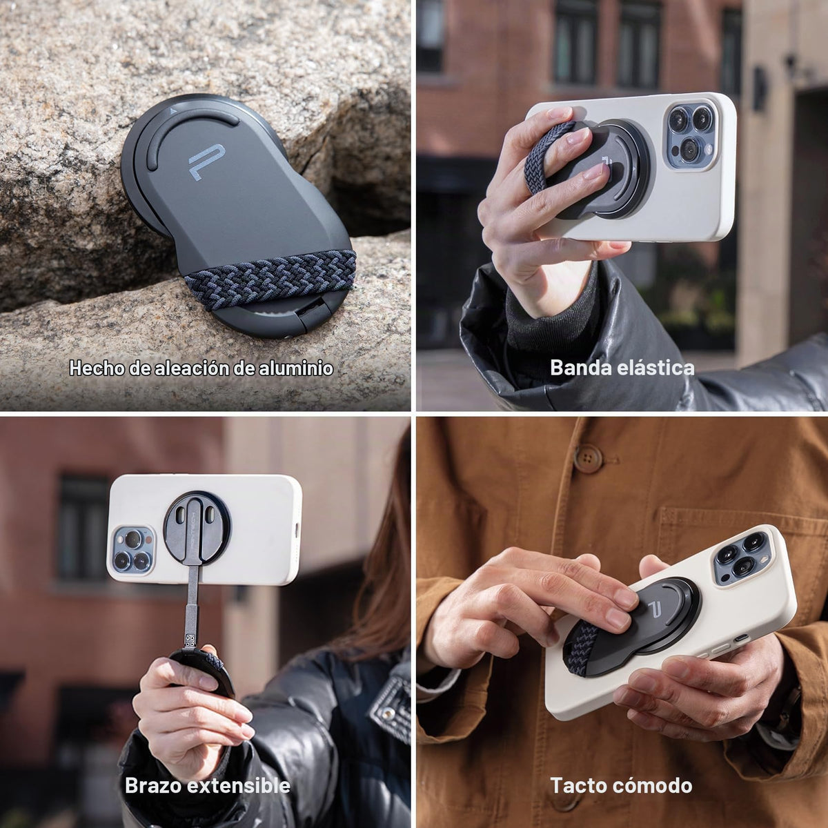 Soporte para Teléfono PGYTECH MagFlex Negro con Kit de Agarre para Fotografía