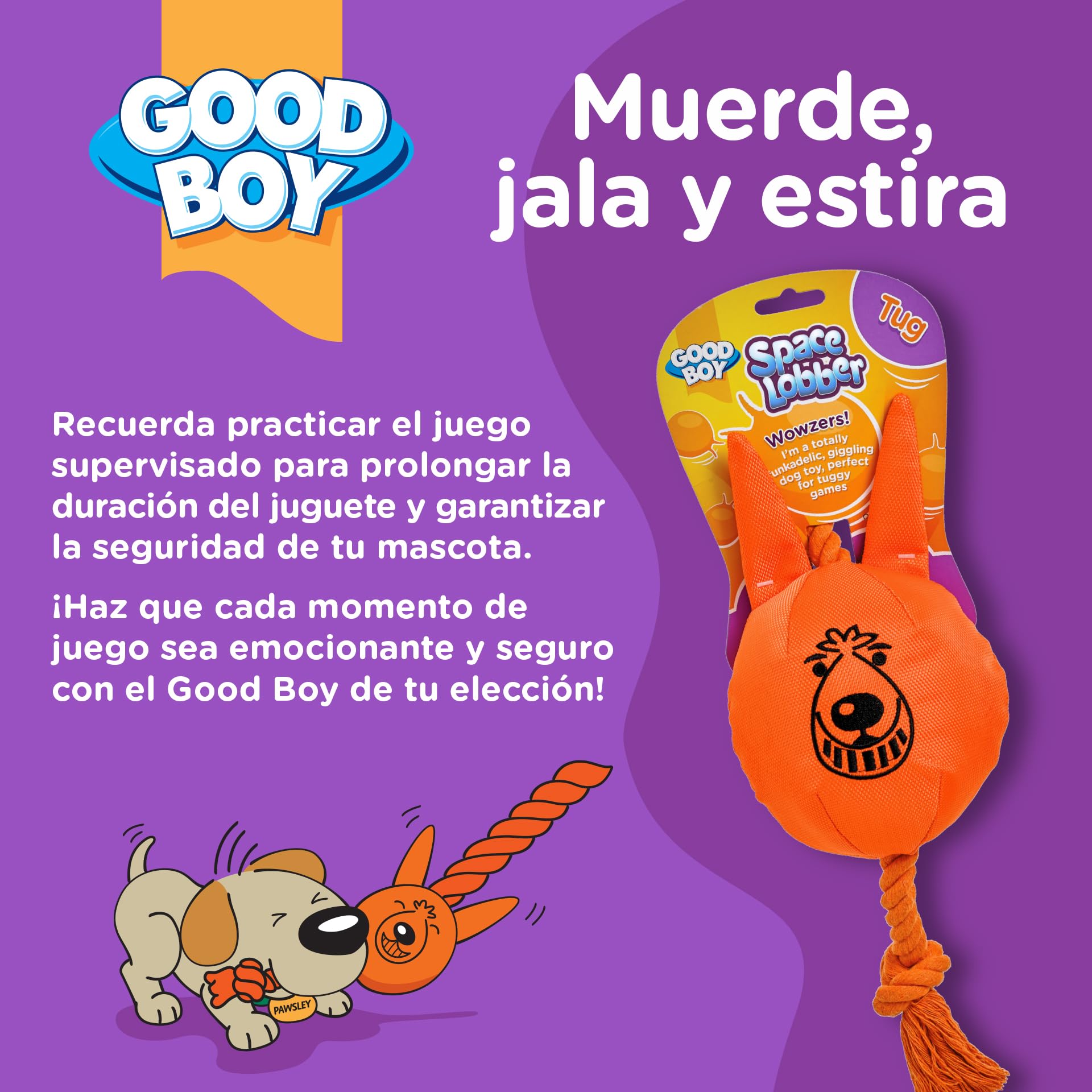 Good Boy - Juguete para Perro con Cuerda para Jalar - Juguete Interactivo muerde jala y estira - Juguete Suave para Perro - Juguete de Material Resistente