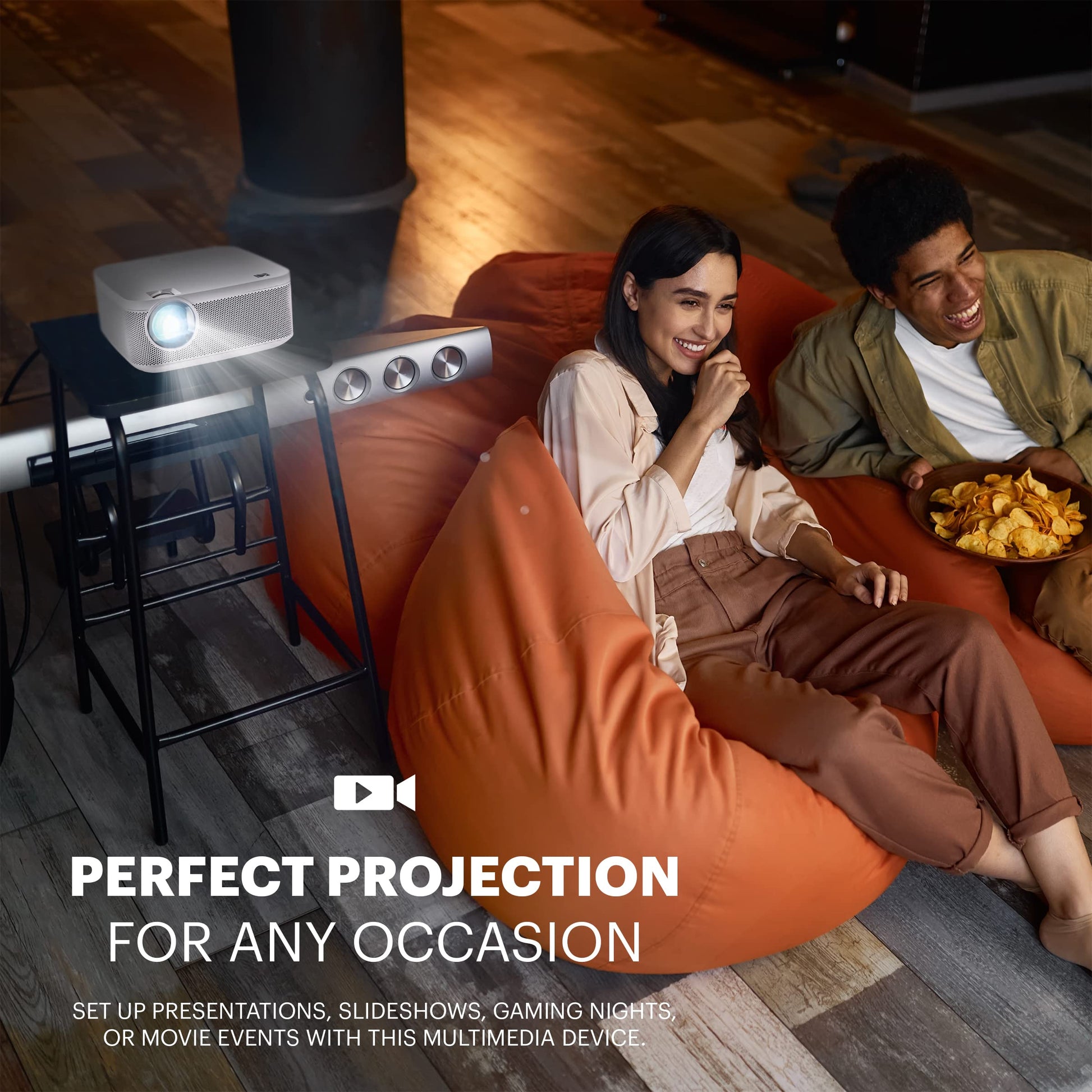 KODAK FLIK X10 Proyector multimedia Full HD | Mini sistema portátil de cine en casa compacto con control remoto, proyección de video nativa de 1080p y cable HDMI | Mira películas desde iPhone, laptop