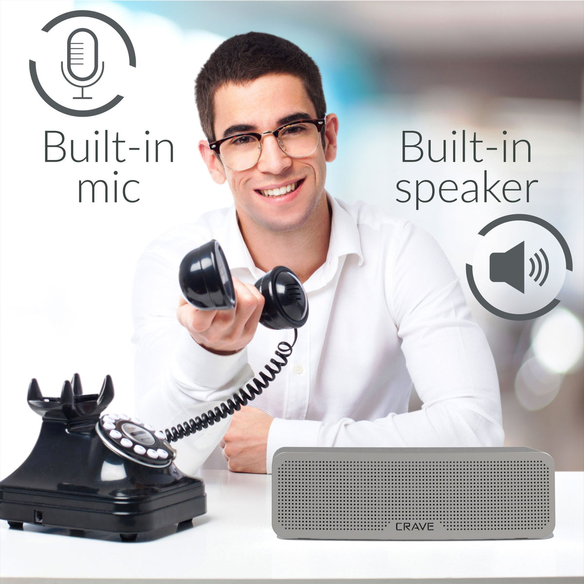Altavoz Bluetooth Inalámbrico Crave Curve Negro con Sonido Inteligente y Graves Mejorados