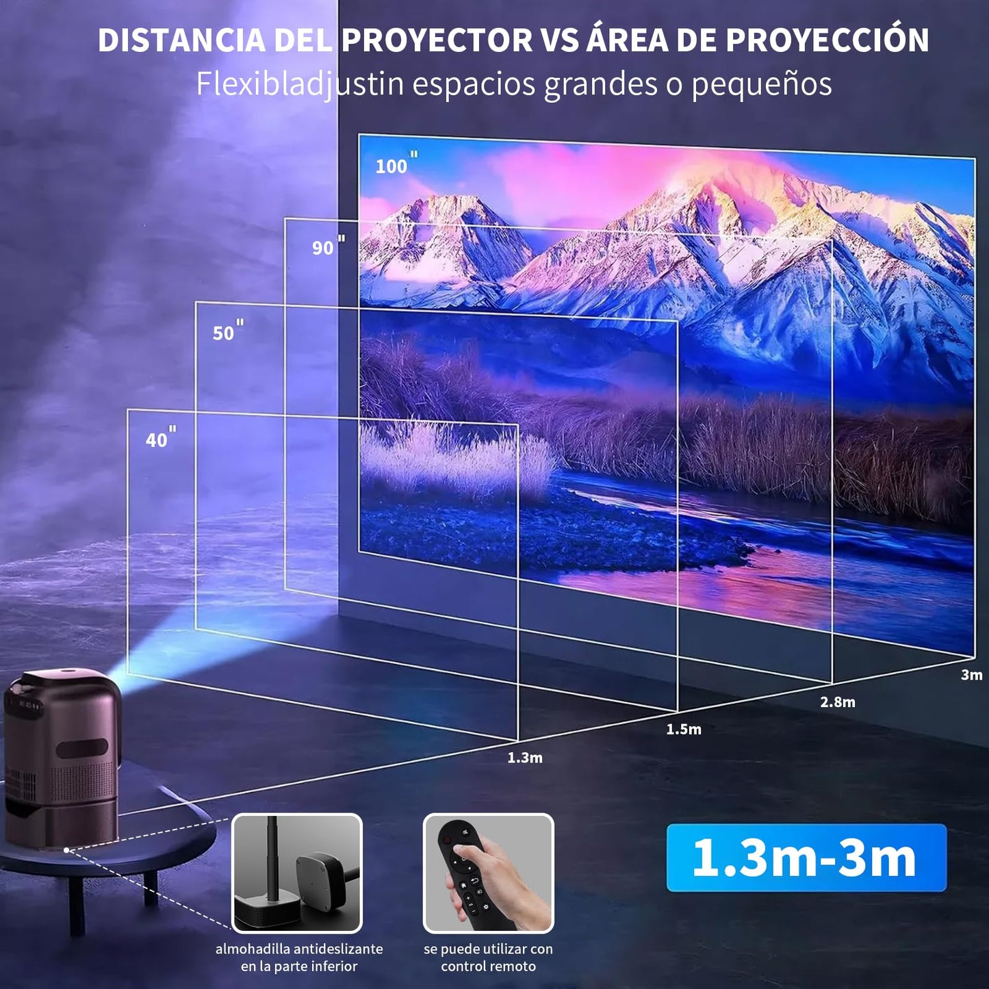 Proyector OCCULO 4K Blanco con WiFi 6 Incorporado y Tripie Retráctil