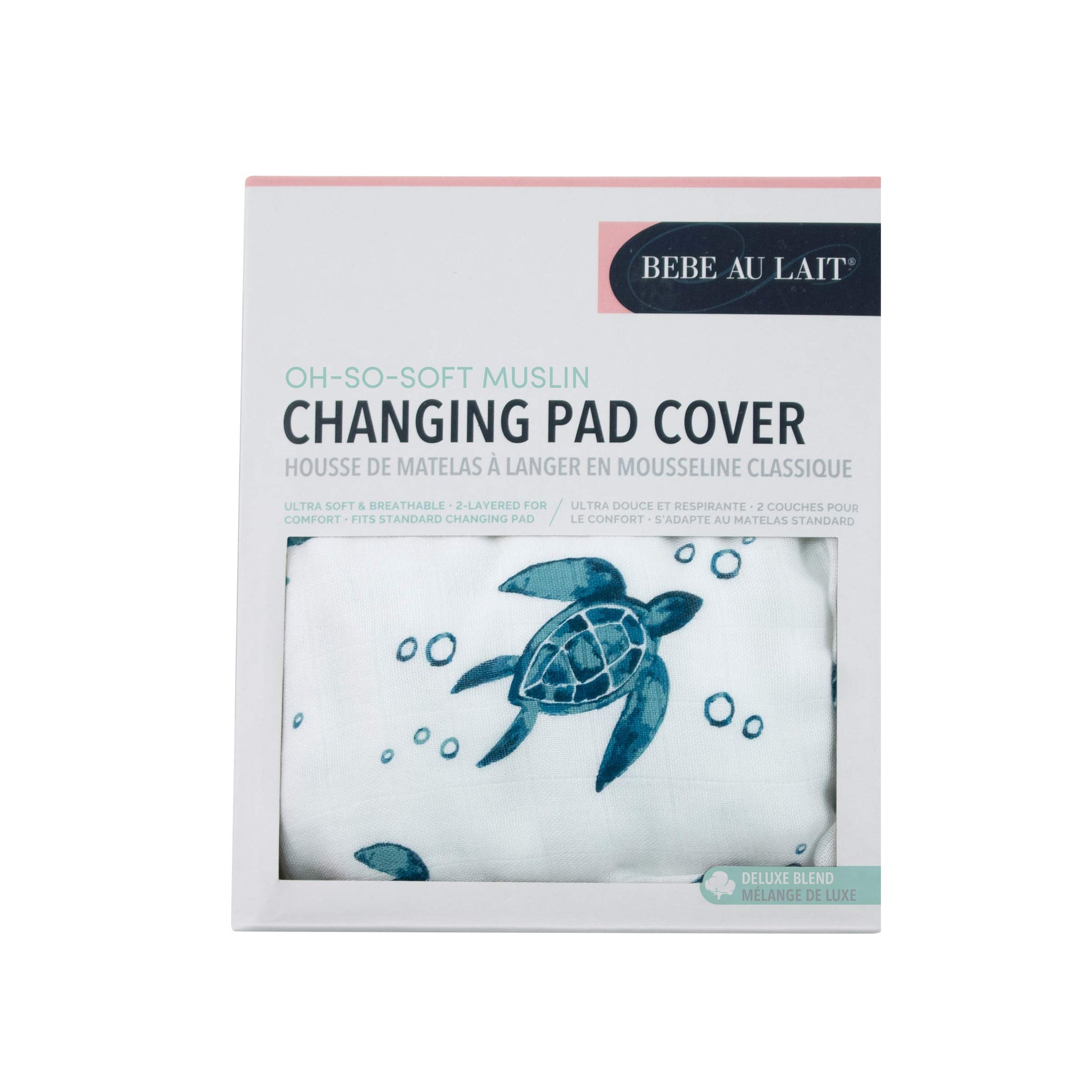 Bebe au Lait Oh So Soft Muslin Changing Pad Cover, Sea Turtles