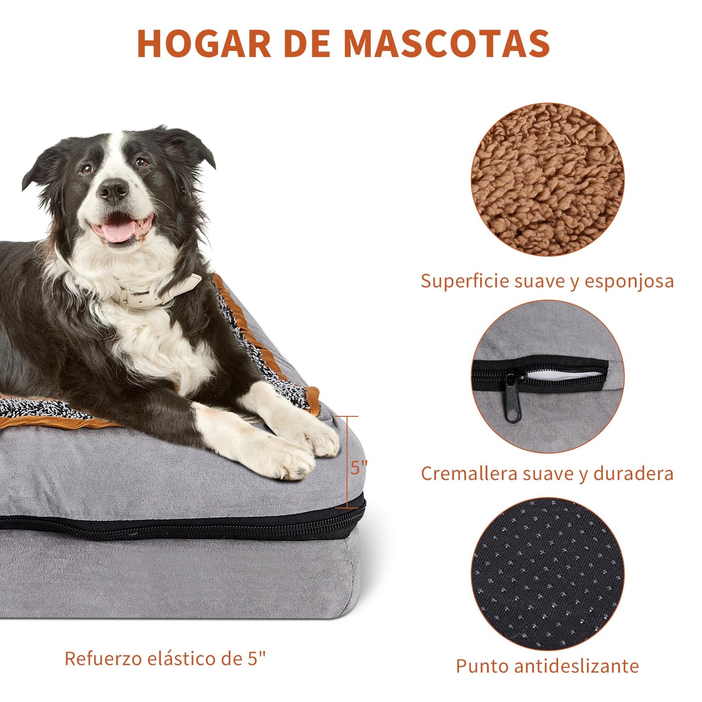 GMK Cama para Perro, Cama Impermeable Ortopédica para Perros y Cachorros Pequeños, Medianos y Grandes, Rectangular y Lavable La Suavidad Ayuda a Dormir Cama Elevada para Perros (Medium)