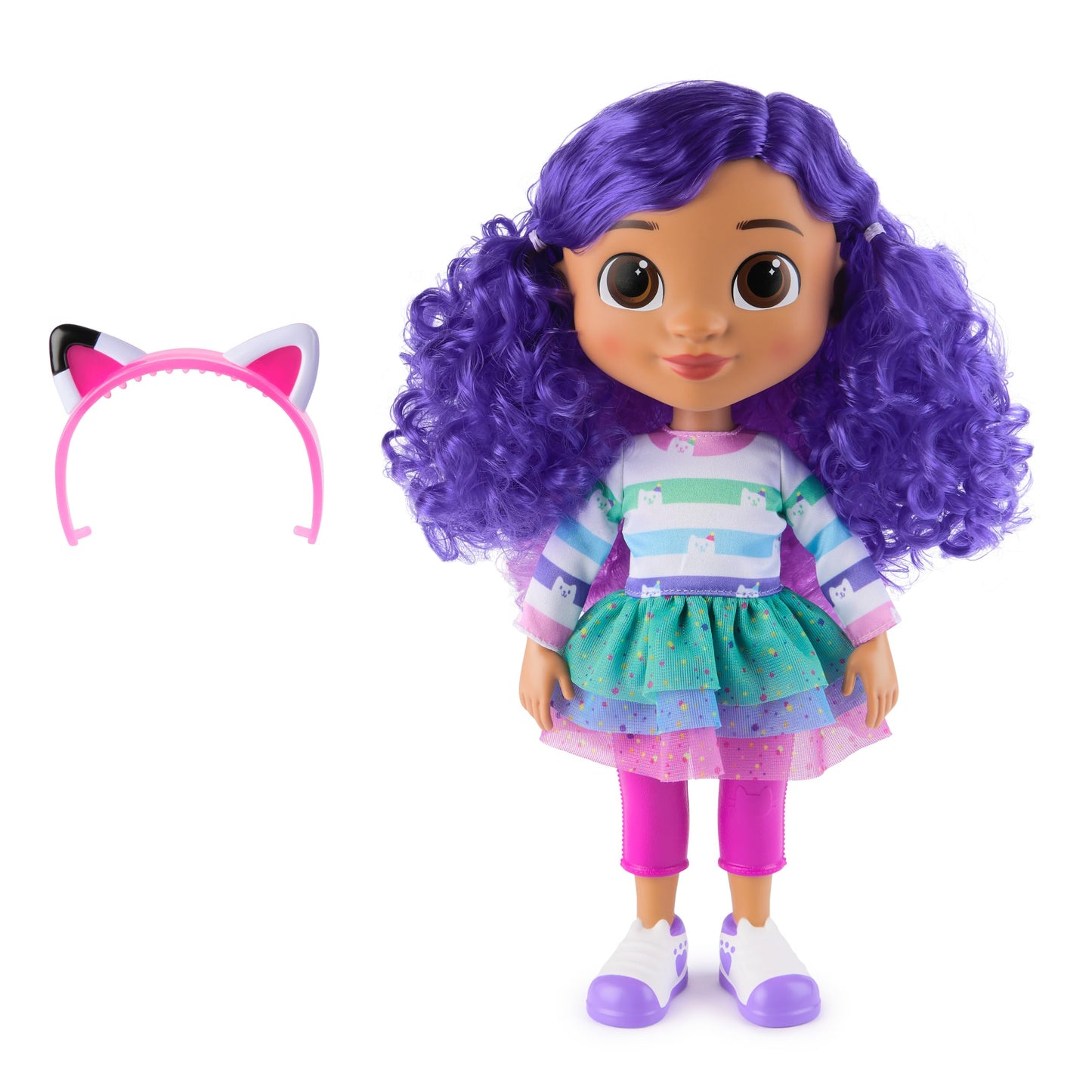 Gabby’s Dollhouse, 'Gabby Girl' Que Canta y celebra, muñeca de 33 cm de Altura con Efectos de Sonido y Orejas de Gato Reversibles, Juguetes para niños y niñas a Partir de 3 años