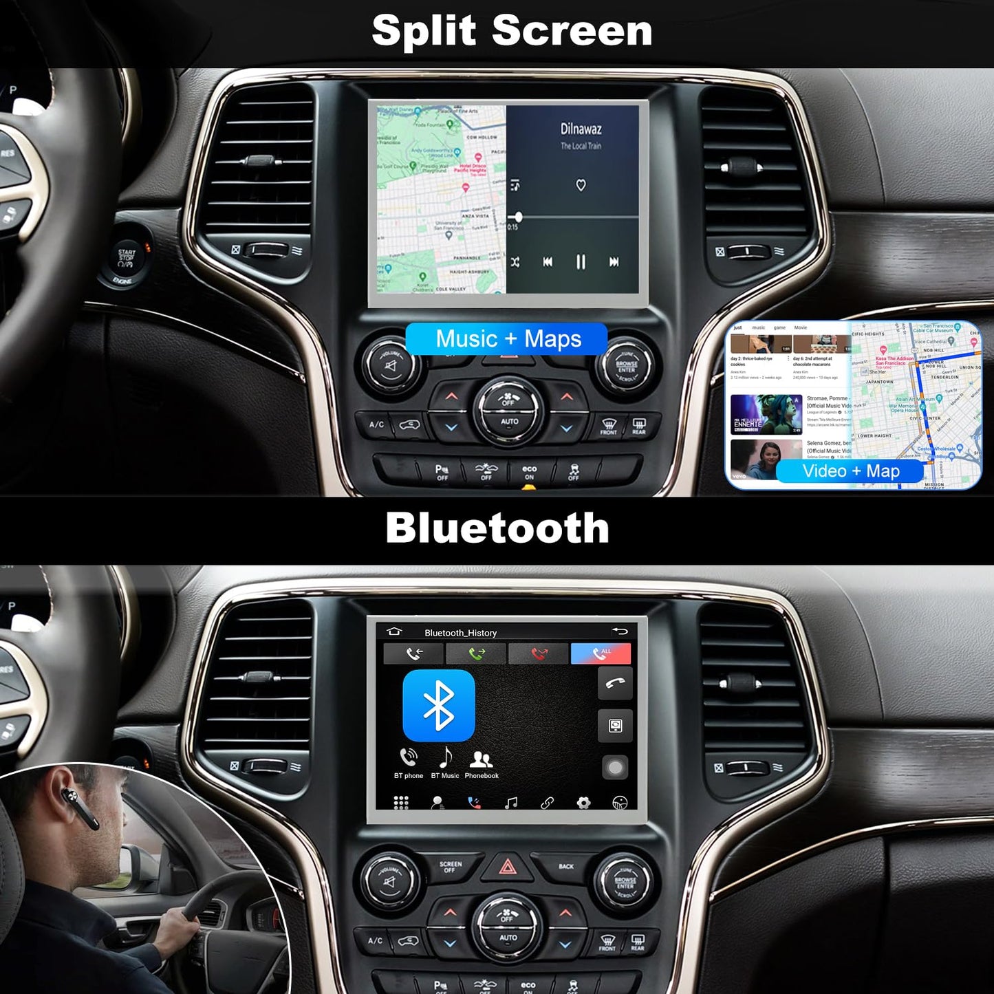 Radio de actualización 5GWiFi para Jeep Grand Cherokee 2014-2021, Dodge RAM 1500/2500/3500 2013-2018, Dodge Challenger Charger Durango 2015-2023, visualización táctil estéreo para coche Carplay GPS