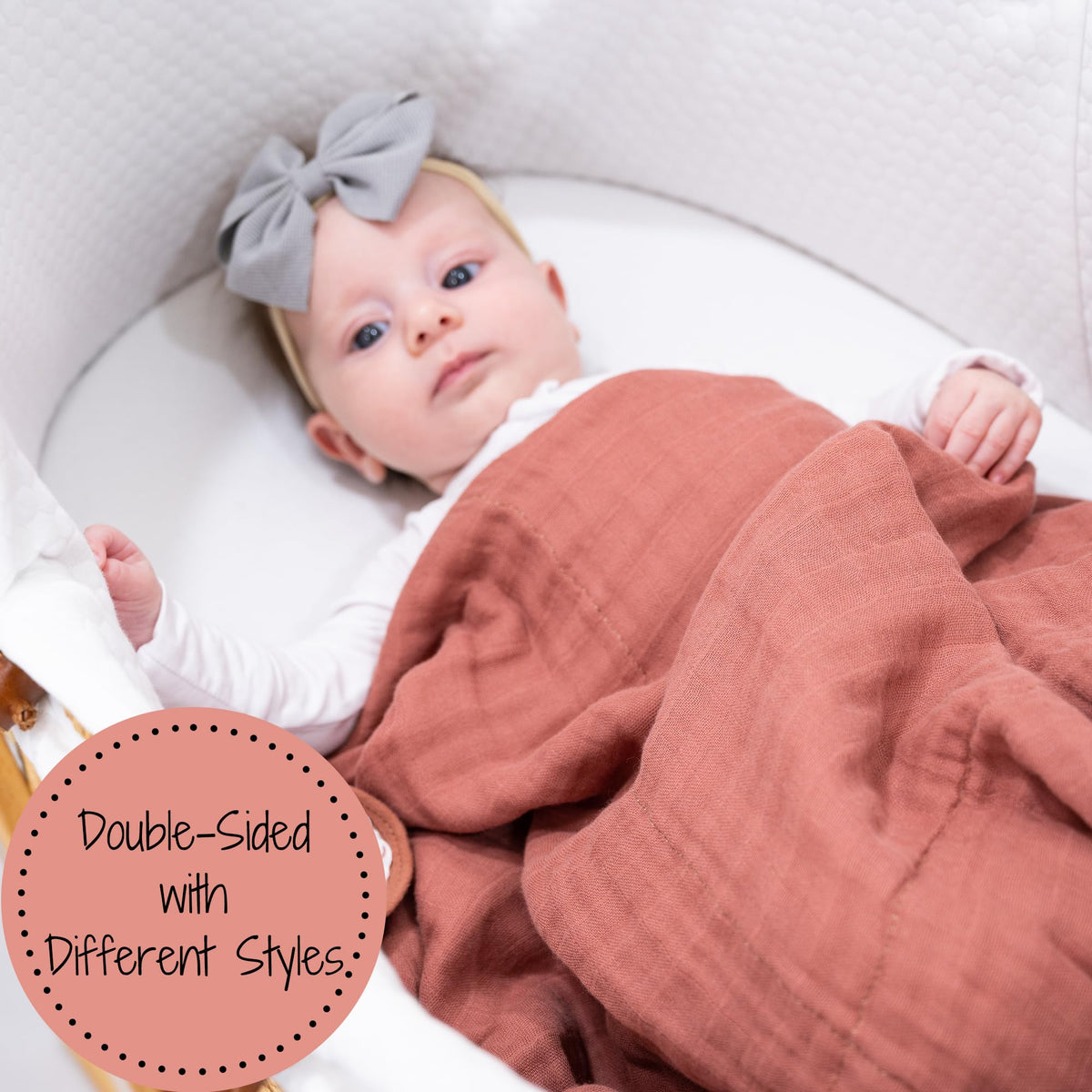 LollyBanks Manta para bebé, 100% algodón de muselina, 47 x 47 pulgadas, edredón para niños y niñas, manta de 6 capas suave y acogedora para recién nacidos, ropa de cama ligera para cuna de bebé
