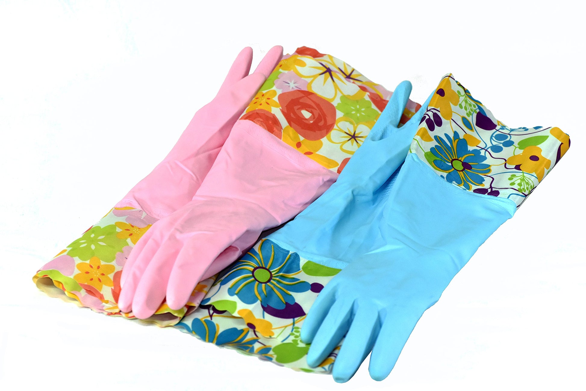 Finnhomy 31212 Household Gloves Latex free cleaning Gloves with soft fiber lining extra long cuff 15" and Vinyl Textured Grip (2 pair), Medium