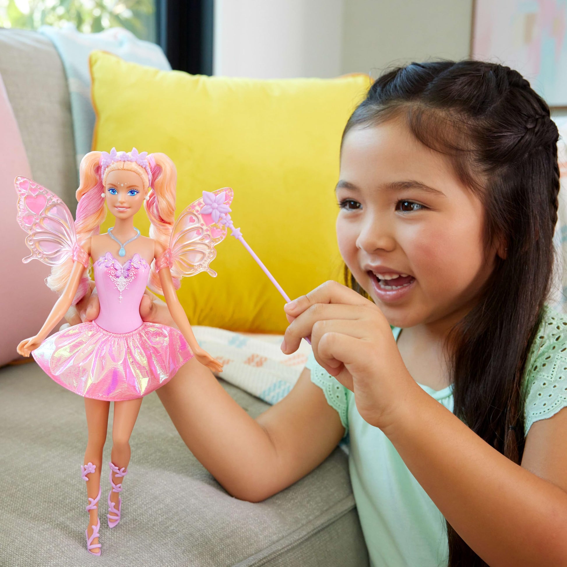Barbie Muñeca Hada Colores Mágicos para niñas de 3 años en adelante