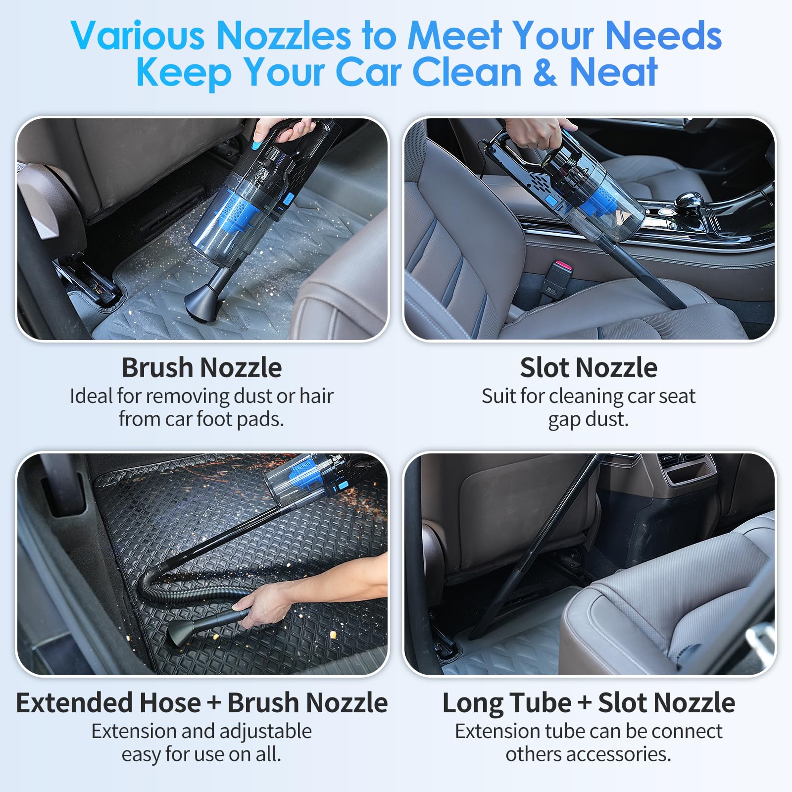 Kit de limpieza de interiores, kit de limpieza de interiores de coche, 17 piezas con aspiradora de mano, cepillos de detalles de coche, herramienta de limpieza de parabrisas, suministros de limpieza