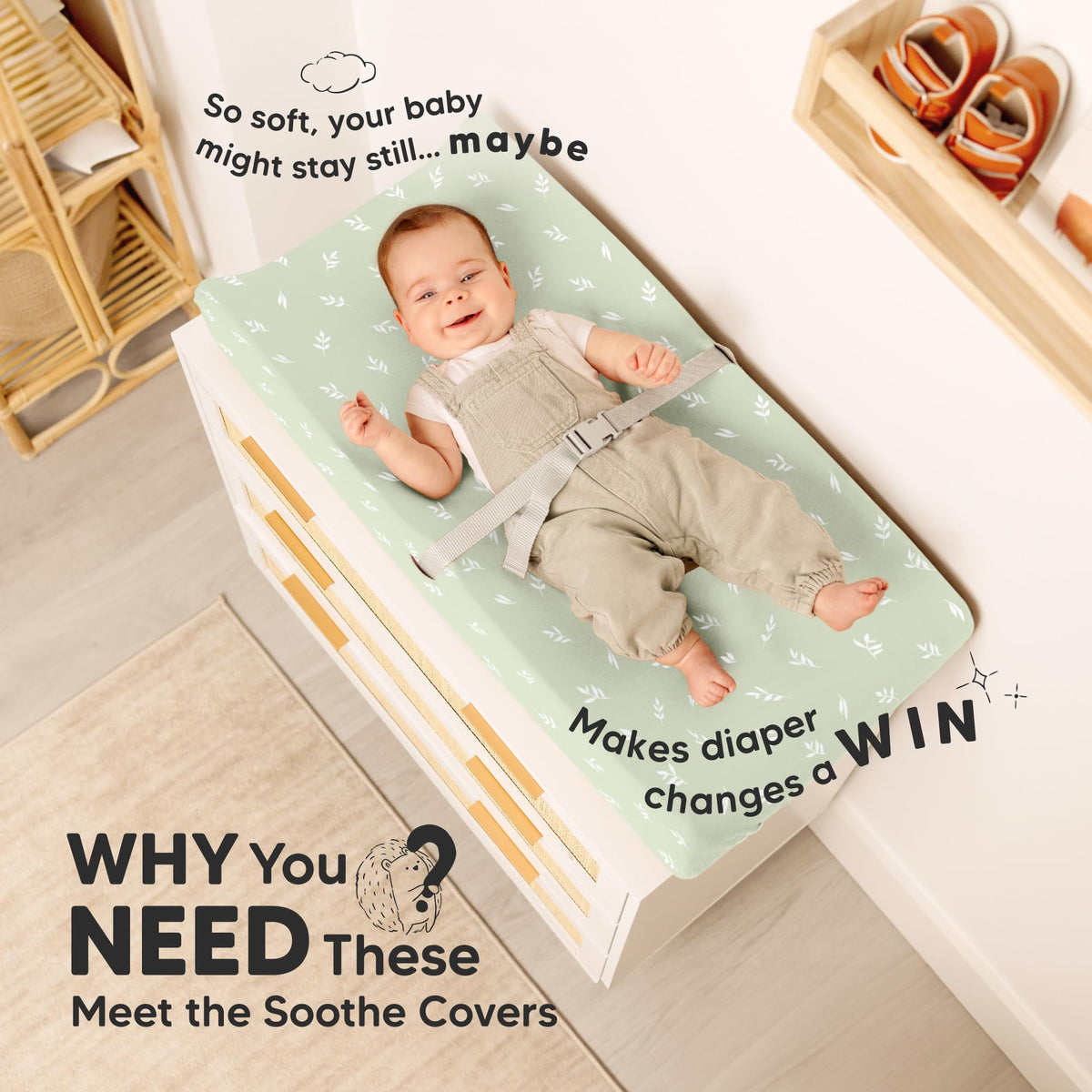 Paquete de 2 Fundas Orgánicas para Cambiador para Niña, Niño, Neutro, 100% Algodón, Funda Suave para Cambiador de Pañales, Sábanas para Cambiador de Pañales, Forro de Cambiador de Contorno, Funda