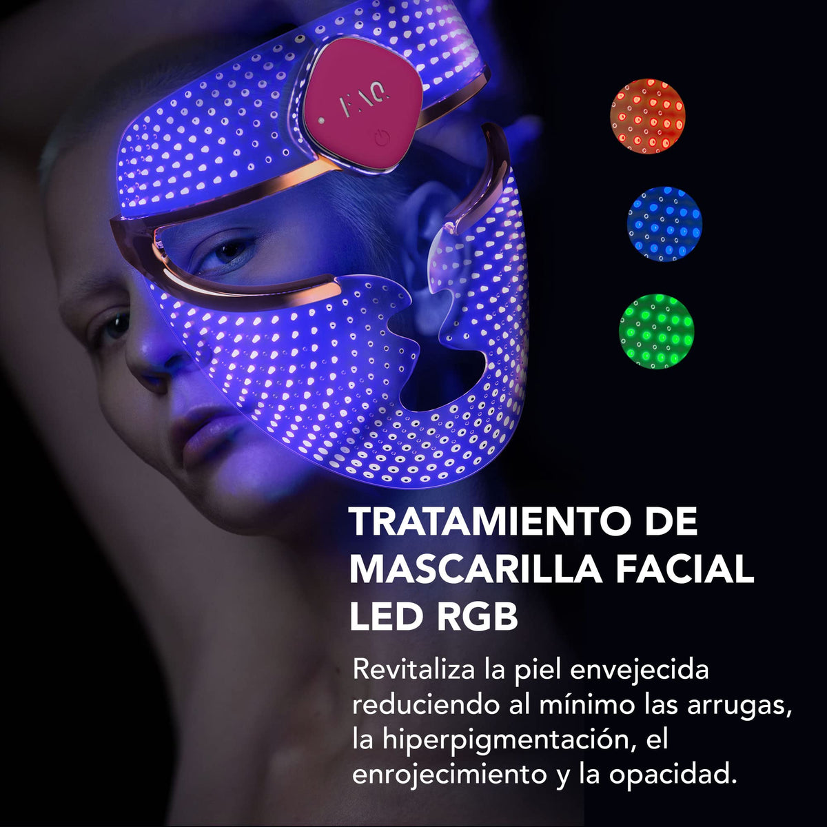 FAQ 201 - Máscara facial con luces LED RGB avanzadas, para manchas y acné suave, máscaras faciales para el cuidado de la piel, máscaras faciales inalámbricas de belleza, 600 puntos de resplandor