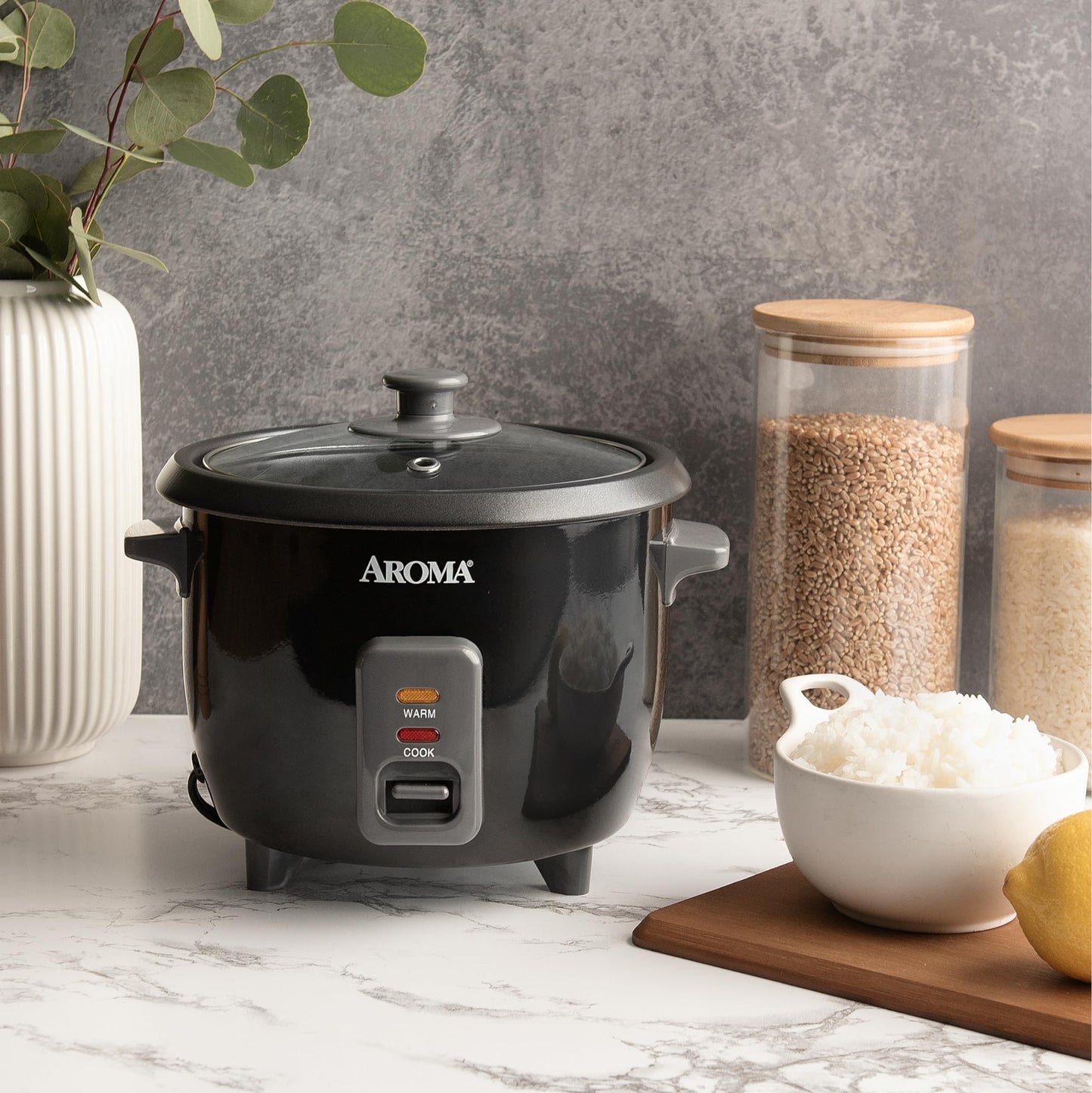 Aroma Housewares 1.5Qt. Arroz y grano (ARC-363NGB), negro, 6 tazas cocidas / 3 tazas sin cocer