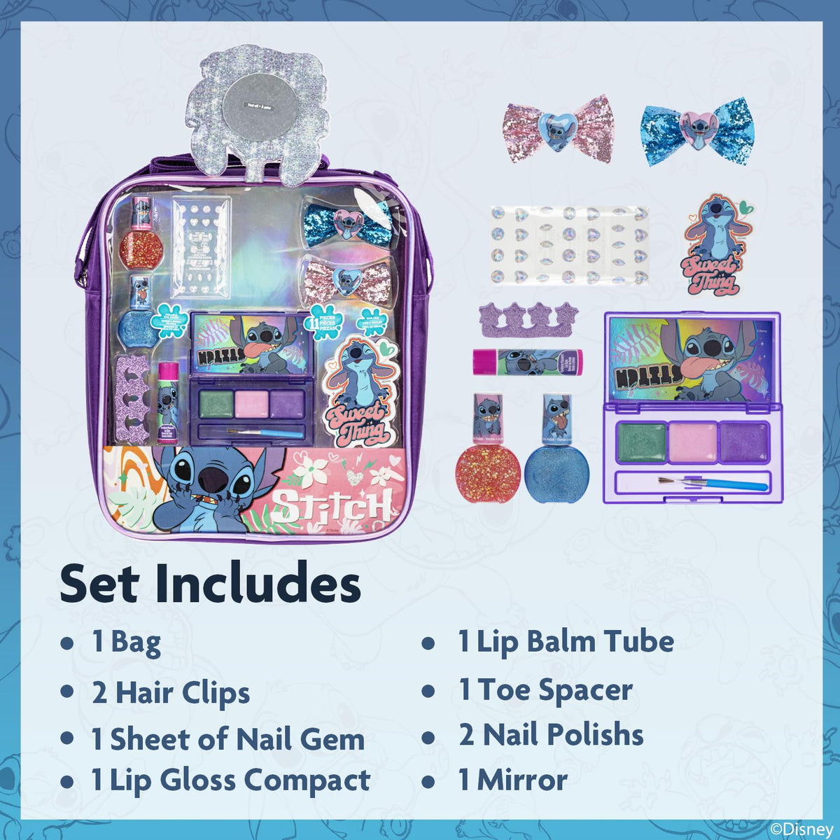 Stitch Mochila de Maquillaje Infantil Set de Belleza Regalo para Niñas