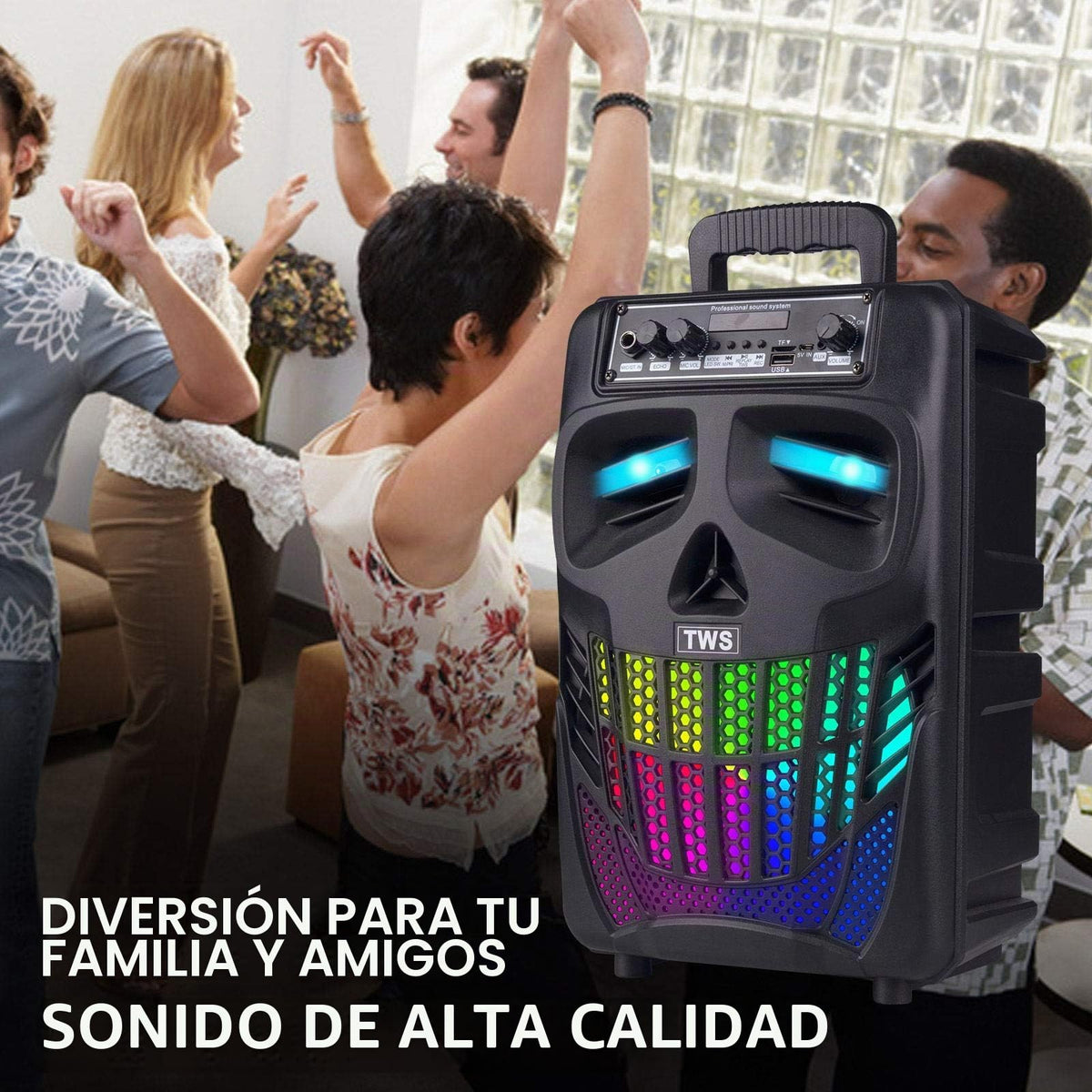 Altavoz Bluetooth E I F E R Negro 50W 8 Pulgadas Skull Portátil para Fiestas