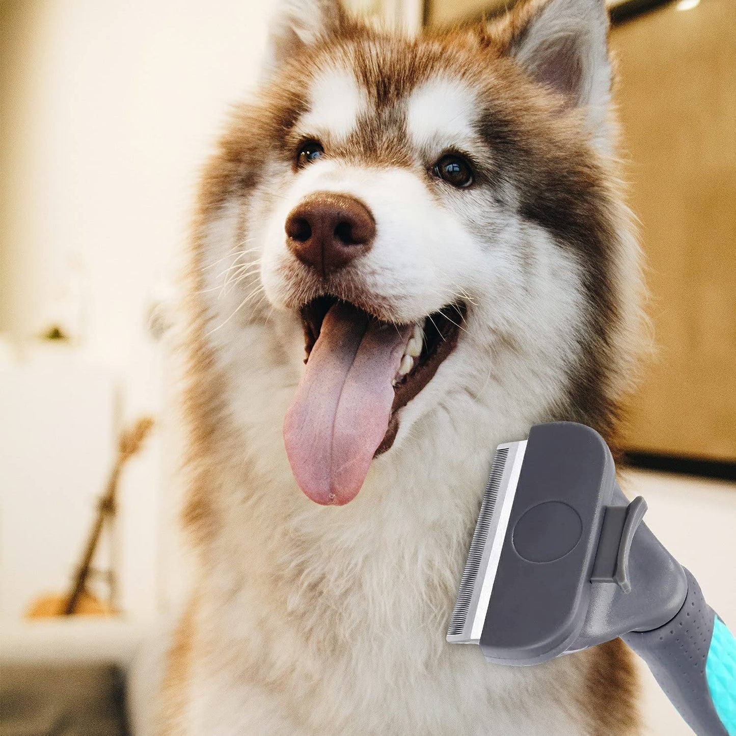 Cepillo Quita Pelo para Mascotas Shedding Tool Azul