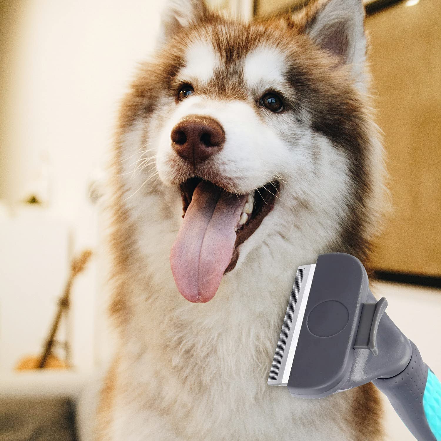 Cepillo Quita Pelo para Mascotas Shedding Tool Azul