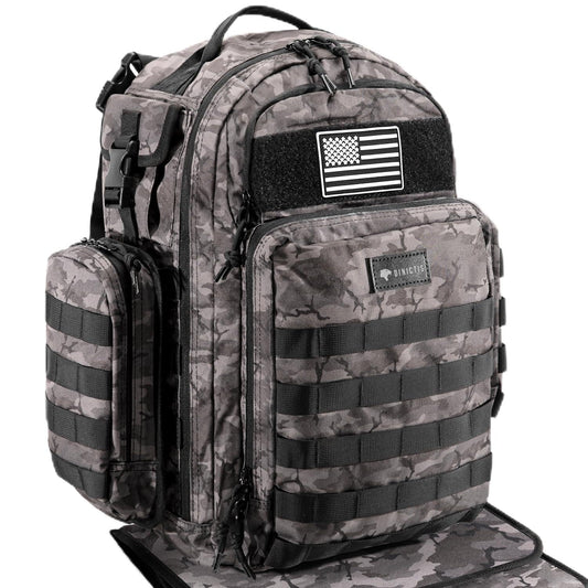 Bolsa de Pañales Dinictis Negra Militar Impermeable con Correas Molle y Bolsillos Aislados para Hombre
