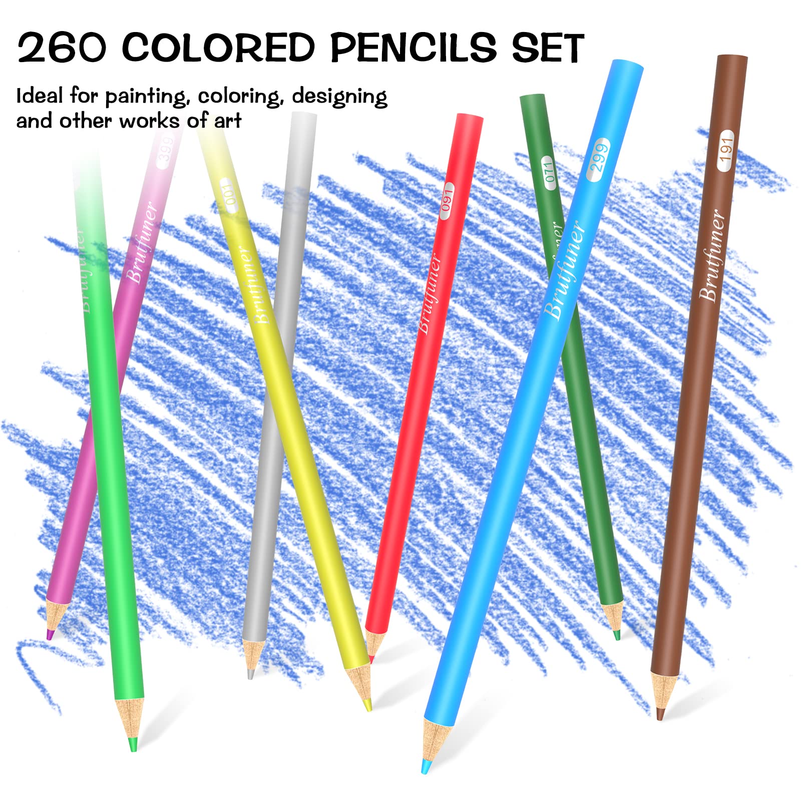 Lápices de Colores, Juego Profesional de 260 Colores, Núcleos a Base de Cera Suave Numerados, Para Dibujar, Dibujar, Sombrear y Colorear