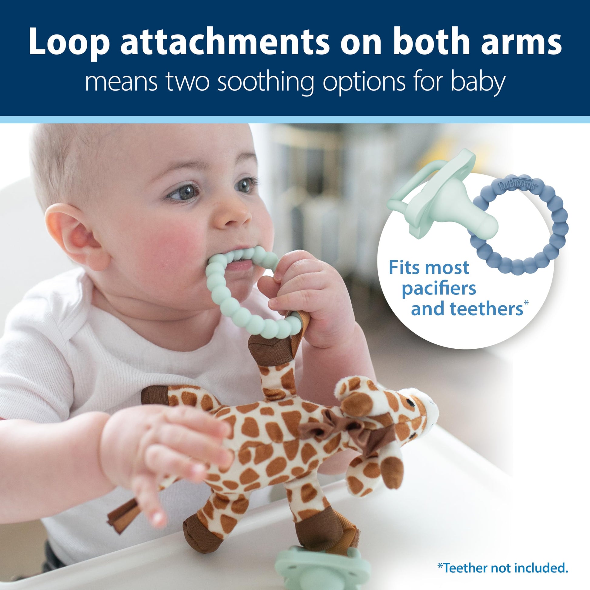 Soporte para Chupete y Mordedor Dr. Brown's Jirafa HappyPaci Verde Claro para Bebé 0-12 Meses