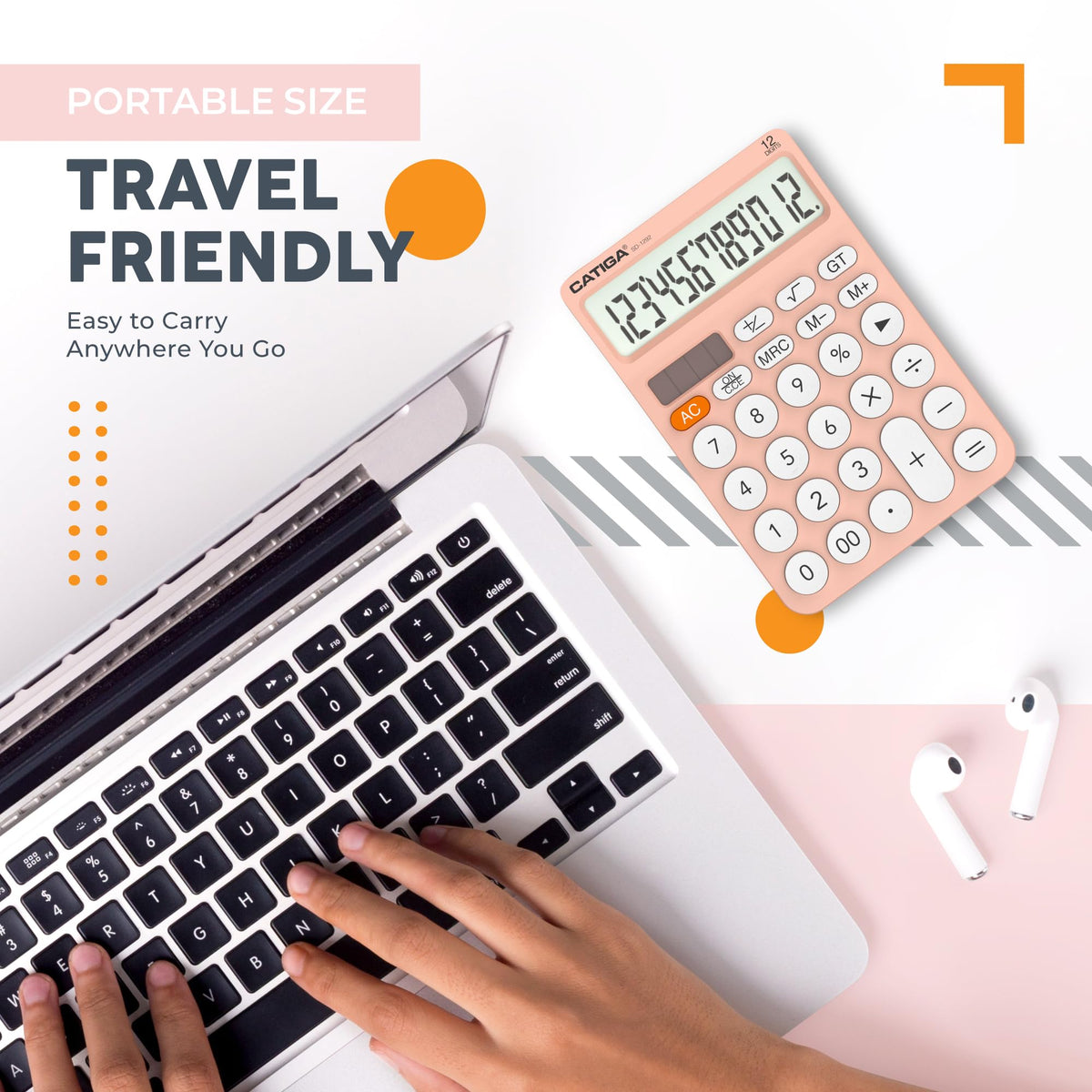 Calculadora Básica CATIGA Negro Pantalla LCD Grande 12 Dígitos para Oficina, Escuela, Hogar