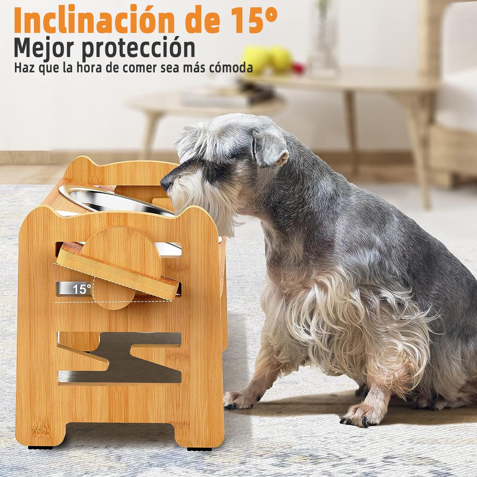 Cuencos Elevados PKDEF Ajustables en Altura y Ángulo con Alfombrilla Antideslizante para Perros Pequeños y Medianos, Mascotas