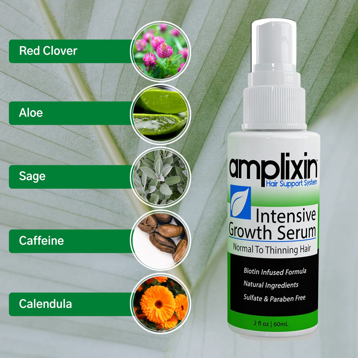 Suero Intensivo para Crecimiento de Cabello Amplixin Biotin Libre de Sulfato para Hombre y Mujer