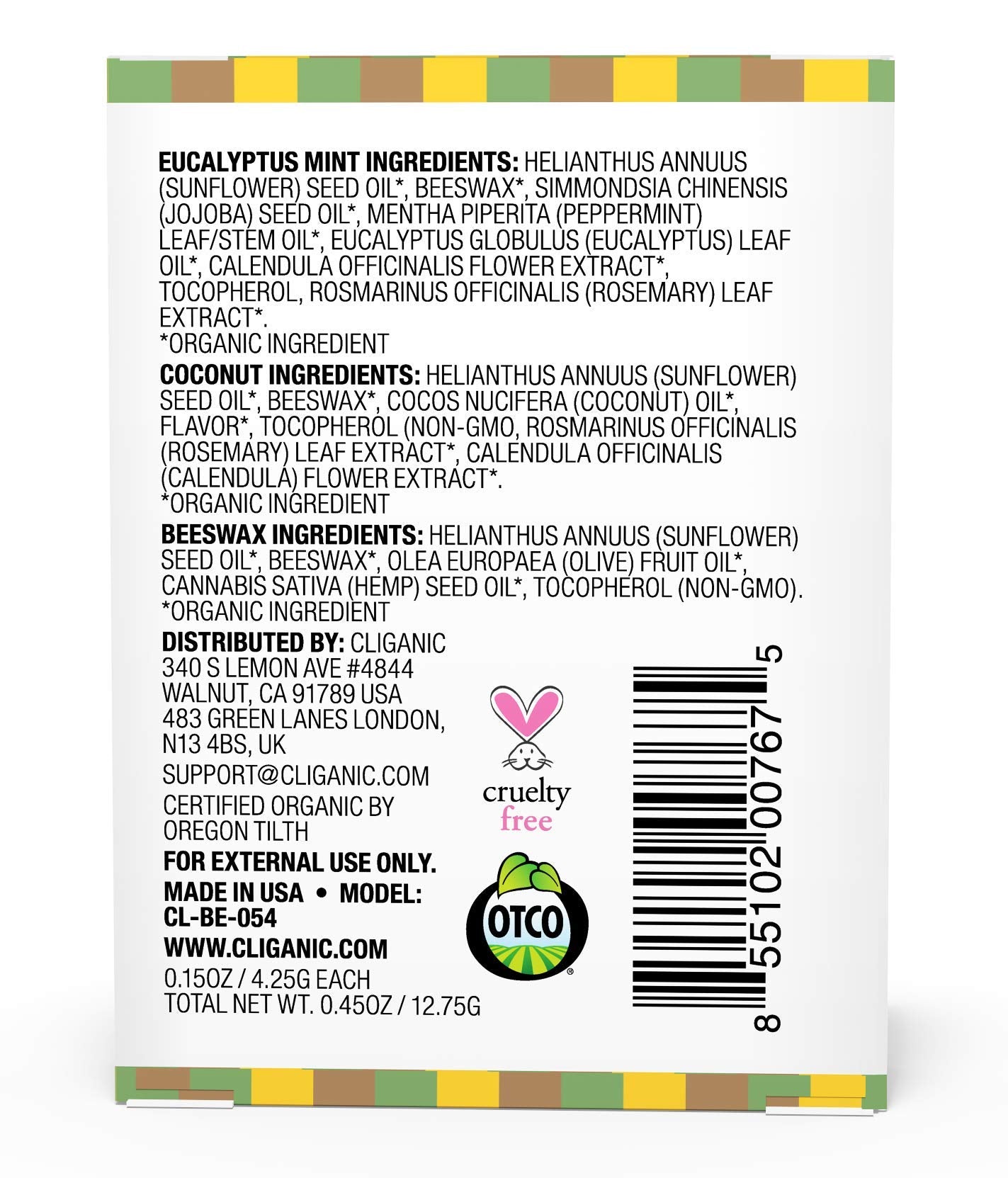 Cliganic Organic Lip Balm Set, 3 pcs - Natural Moisturizer for Cracked and Dry Lips - USDA Organic and Hypoallergenic Lip Balm Pack for Lip Care - Lip Balm for Men and Women - 3 Flavors