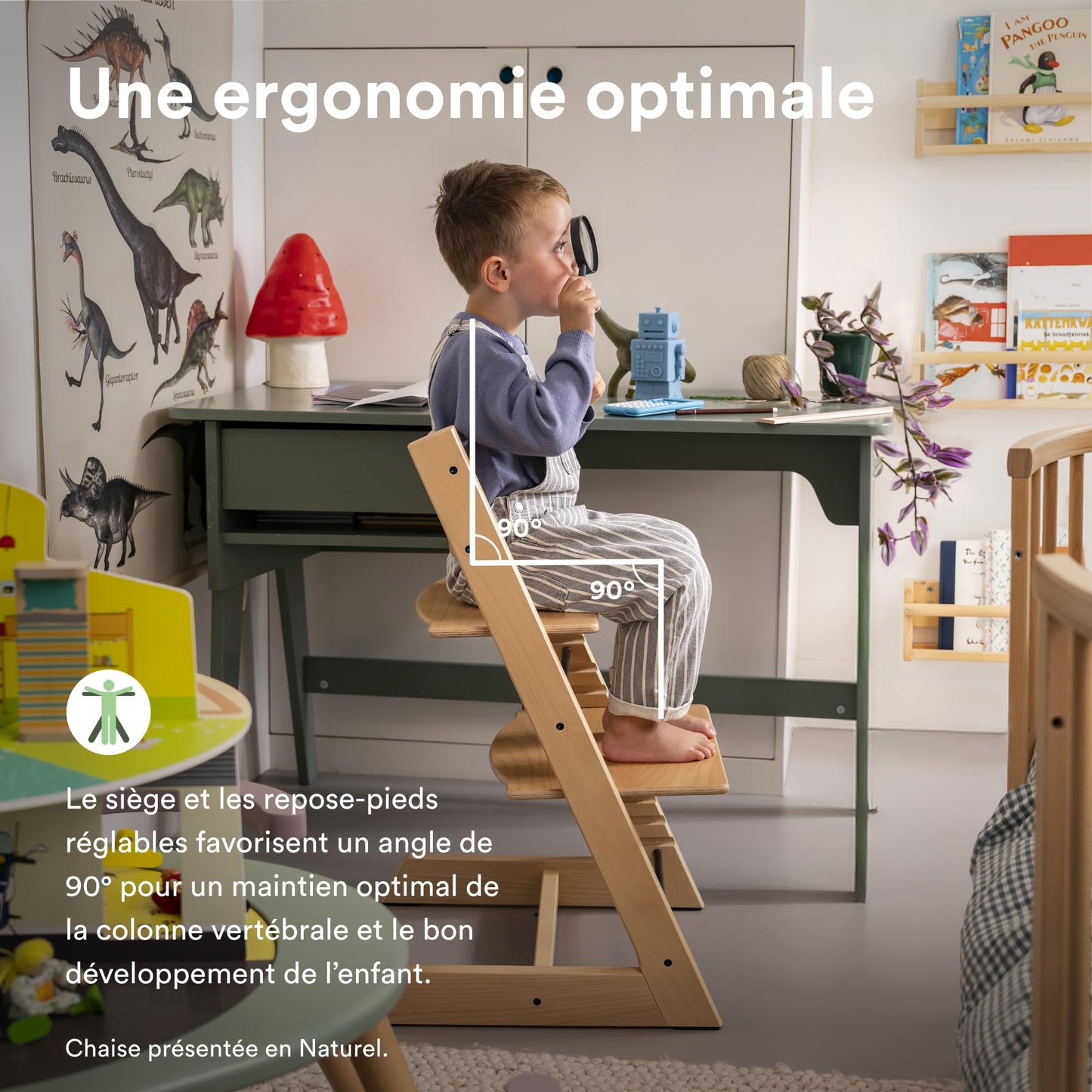 Silla Tripp Trapp de Stokke, Silla ajustable, evolutiva para recién nacidos, niños y adultos - Práctica, cómoda y ergonómica - Diseño atemporal (Negro)