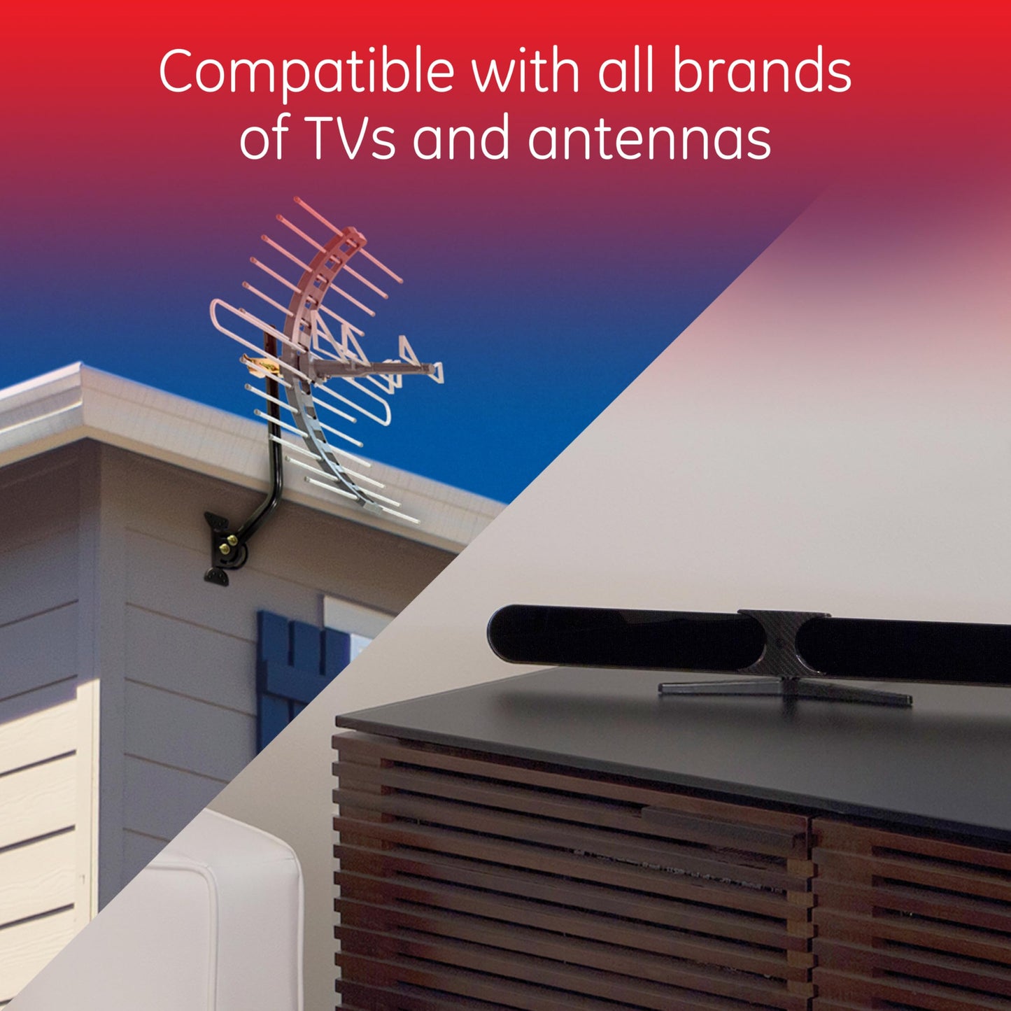 GE Divisor de Amplificador de Antena de TV de 4 vías, Ilumina la Baja Intensidad, distribuye la señal a Varios televisores, Amplificador de señal 34479