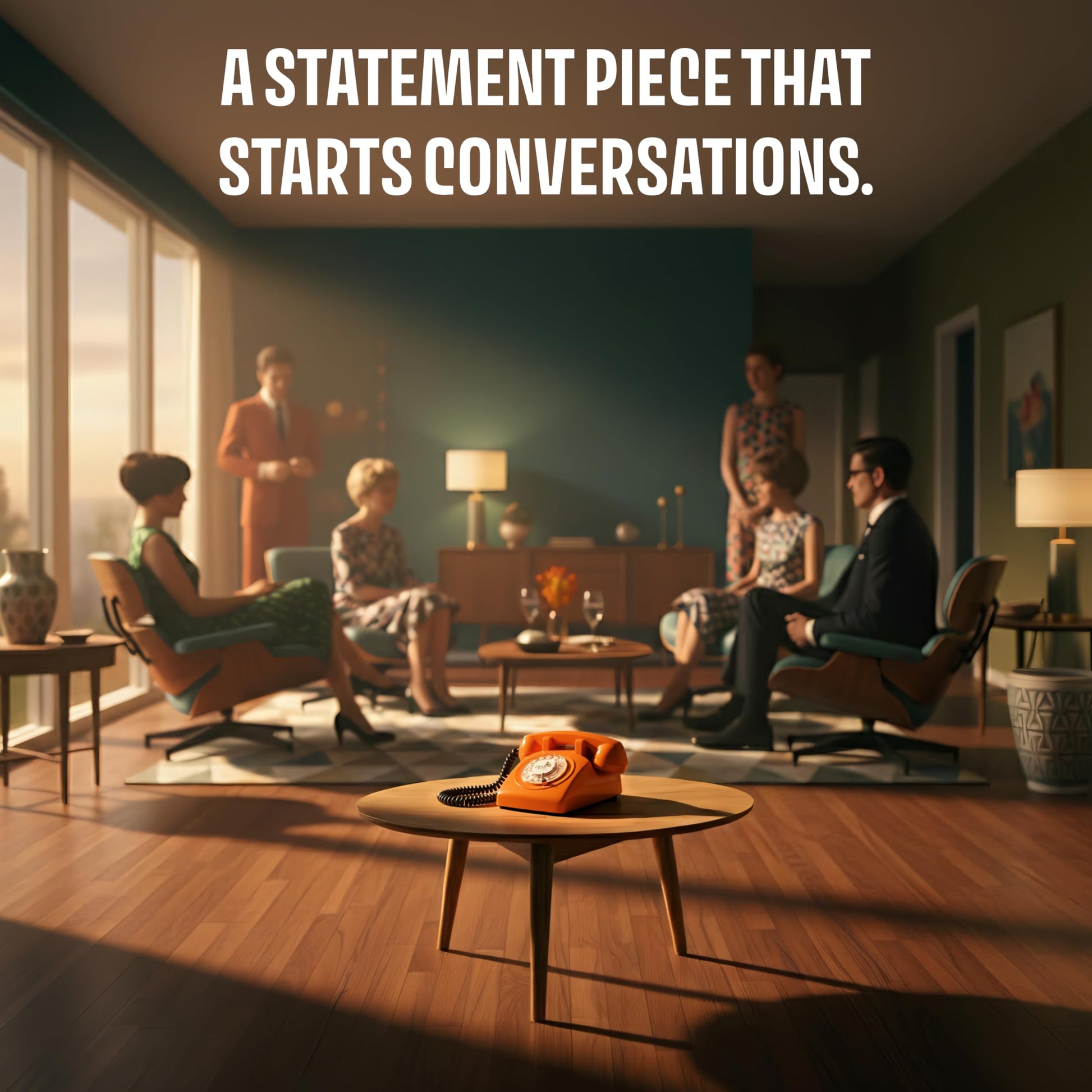 Opis Technology - Cable giratorio retro para teléfono fijo de los años 60, estilo antiguo clásico de los años 60, con campana de metal real, color naranja