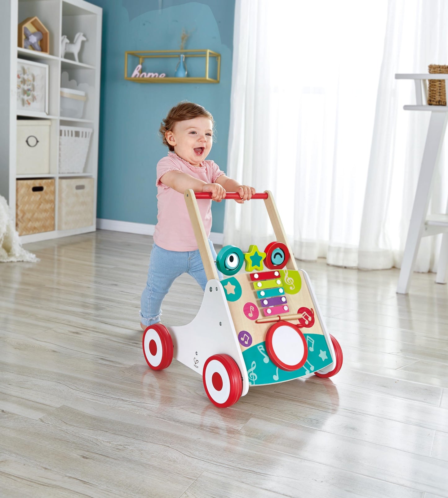 Juguete de Empujar (Arrastre) Caminador de Madera Musical Para Bebes y Niños : Desarrollo Motor y Diversión para Niños Pequeños. E0383